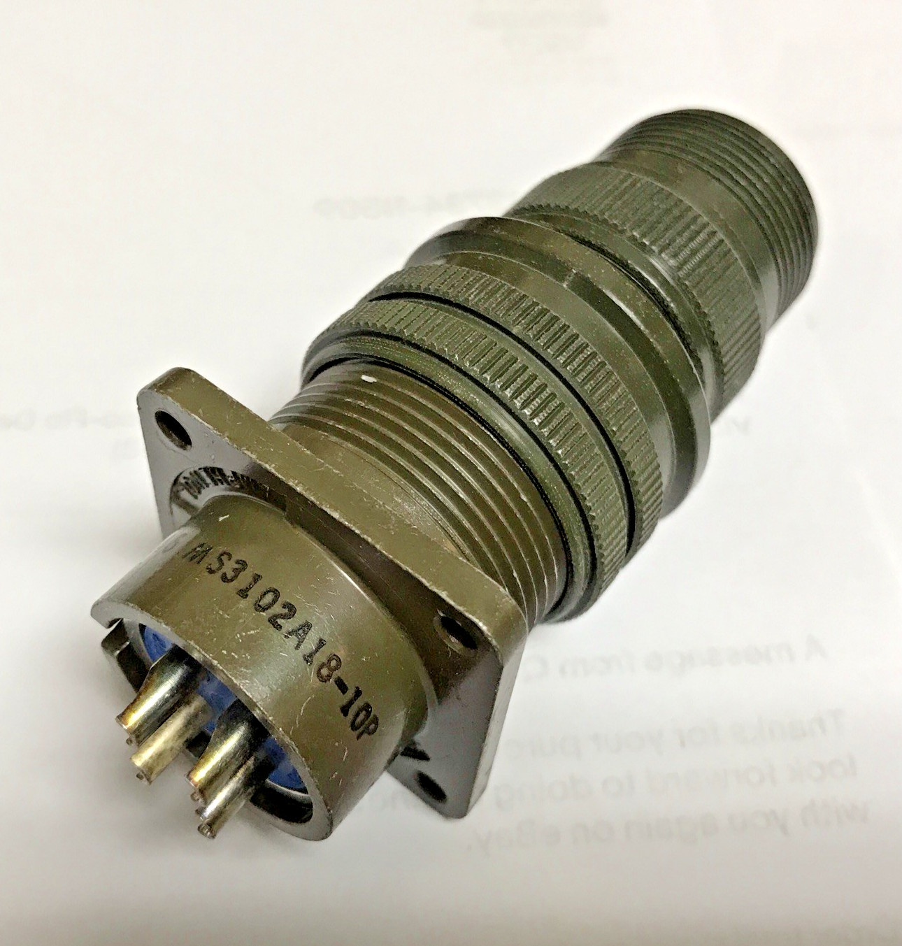 Amphenol MS3106A18-10S 4-Pin Female Connector and MS3102A18-10P 4-Pin Male Plug