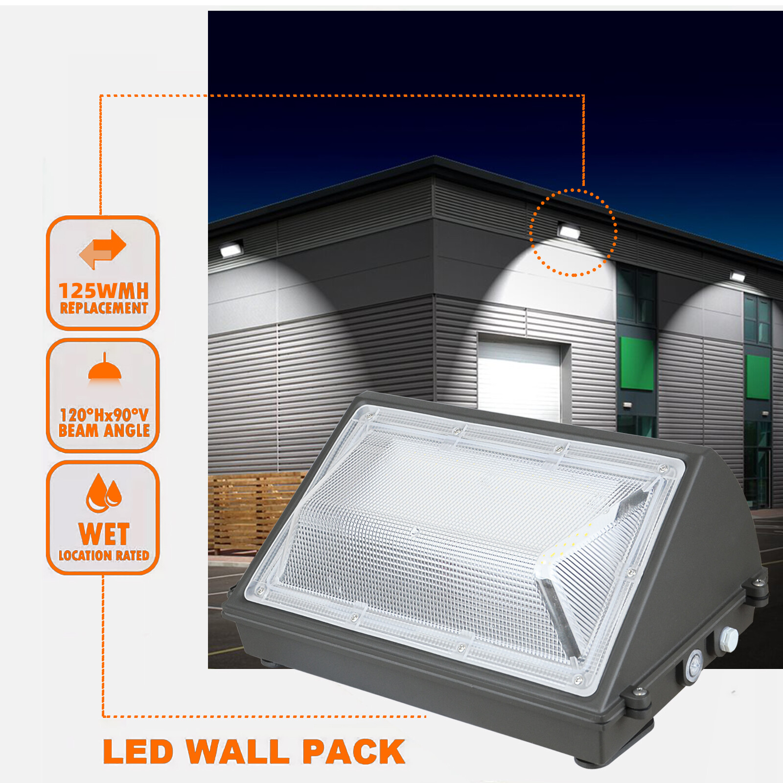 150W Outdoor LED Wall Pack Light Dusk to Dawn Home Garden Yard Security Lighting