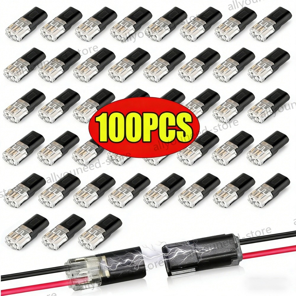 100x Double-Wire Plug-in Connector, Cable Clamp with Locking Buckle, AWG 18-22