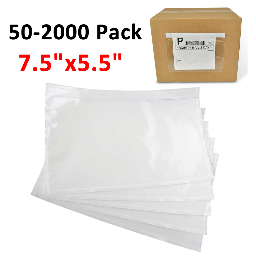 7.5×5.5 Clear Packing List Pouches Invoice Shipping Label Envelope Self Adhesive