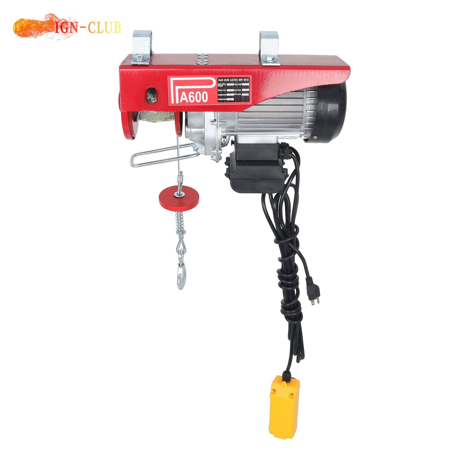 PA600 Mini Hoist 1320lbs/600kg – 4.2m Lift 1200W with Wired Remote Control