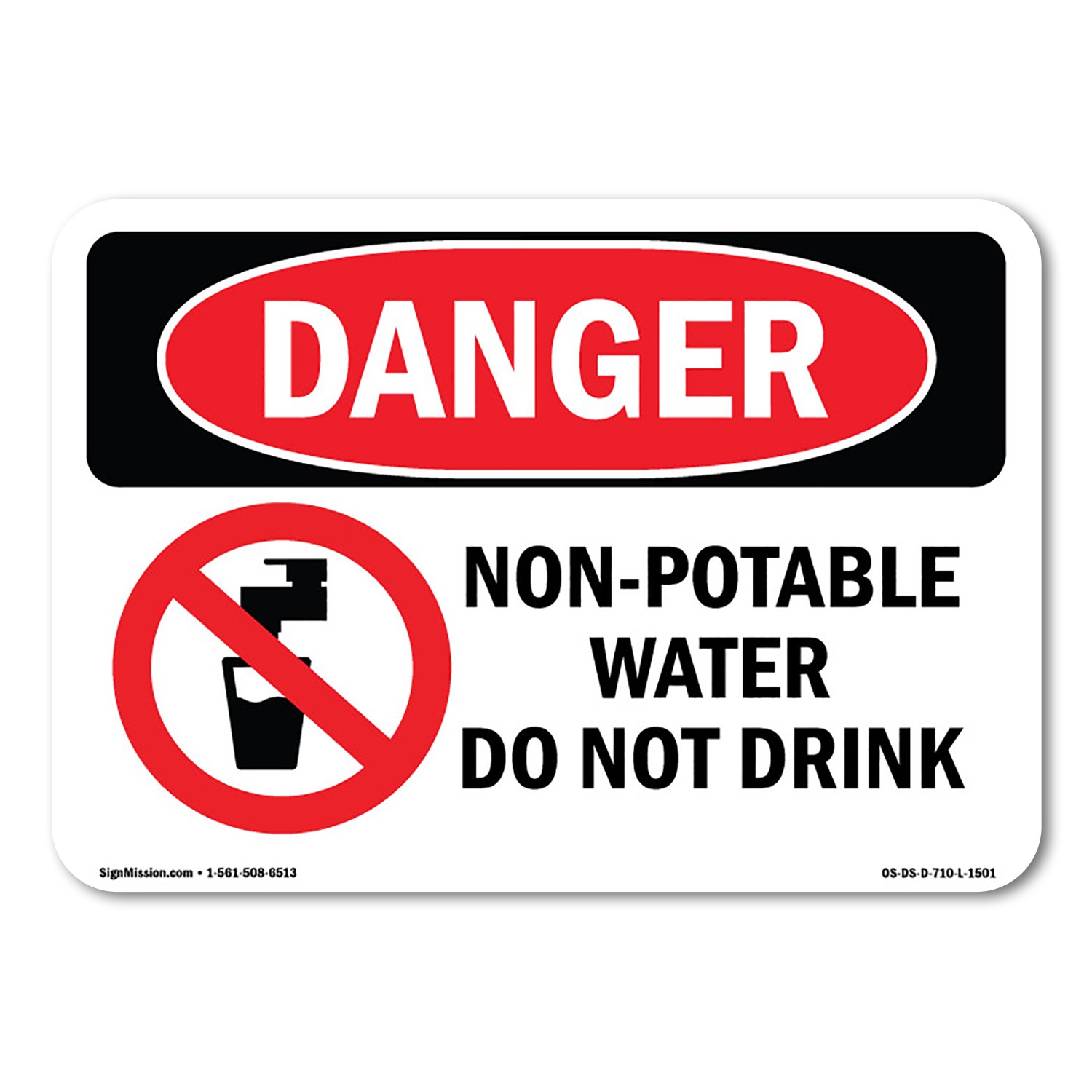Non-Potable Water Do Not Drink ANSI Danger Sign Metal Plastic Decal
