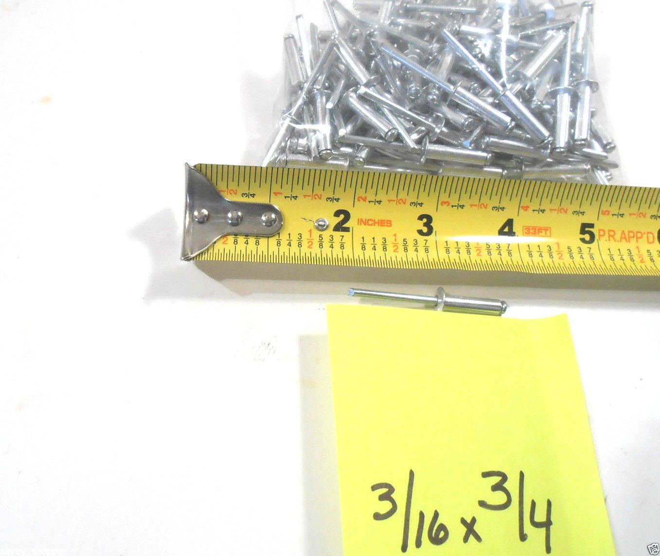 POP RIVETS 100 PC. 3/16 X 3/4″ ALUMINUM HEAD STEEL MANDREL POP RIVET