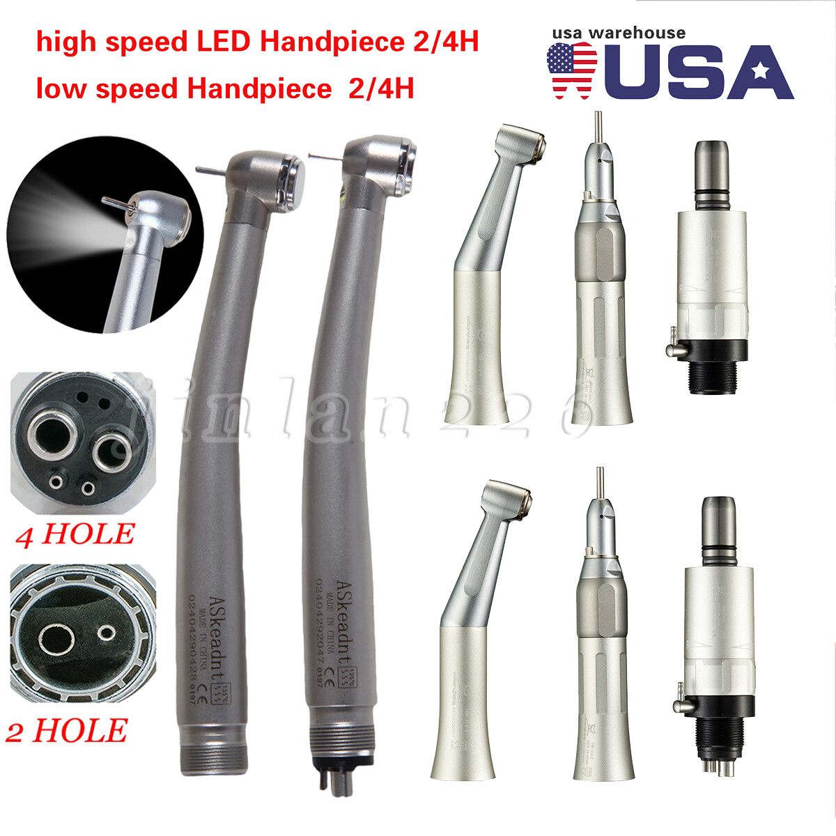 Dental LED Handpiece Kits E-generator Ceramic/Hygiene Prophy Handpiece Air Motor