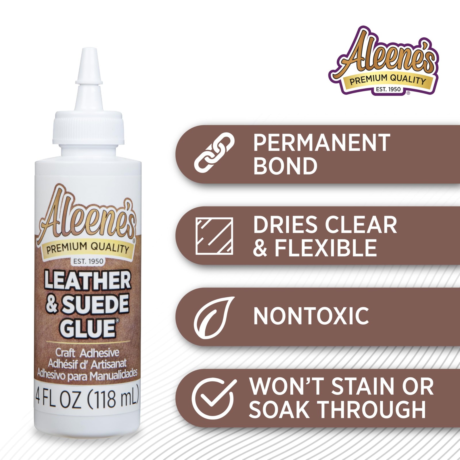 Aleene’s Leather & Suede Glue, Adhesive For Crafts, 4 fl oz, Clear