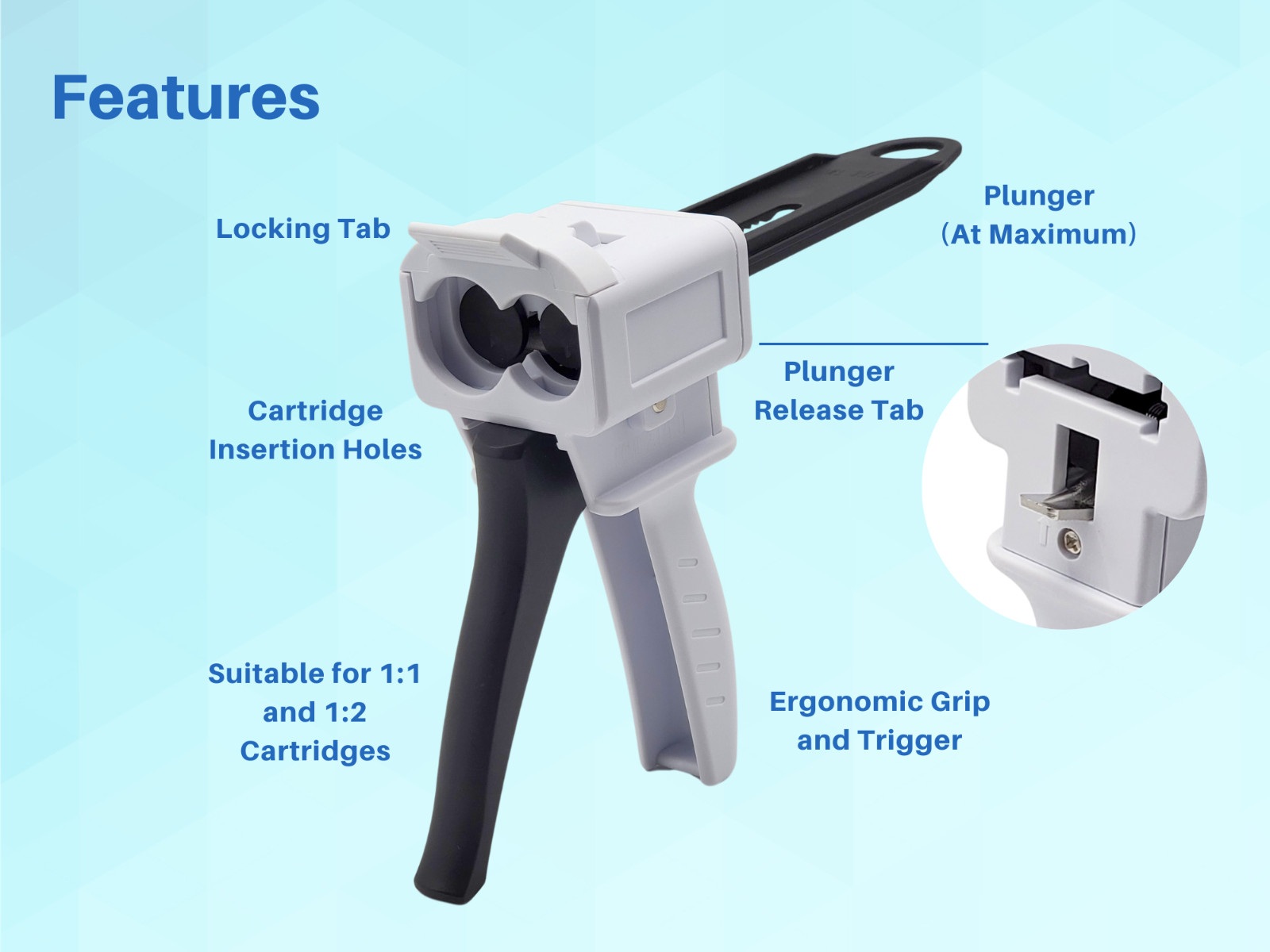 Dispenser Gun Dental 50ml Dispensing Gun Kit 1:1/1:2 fits Most Sizes by ARTMAN