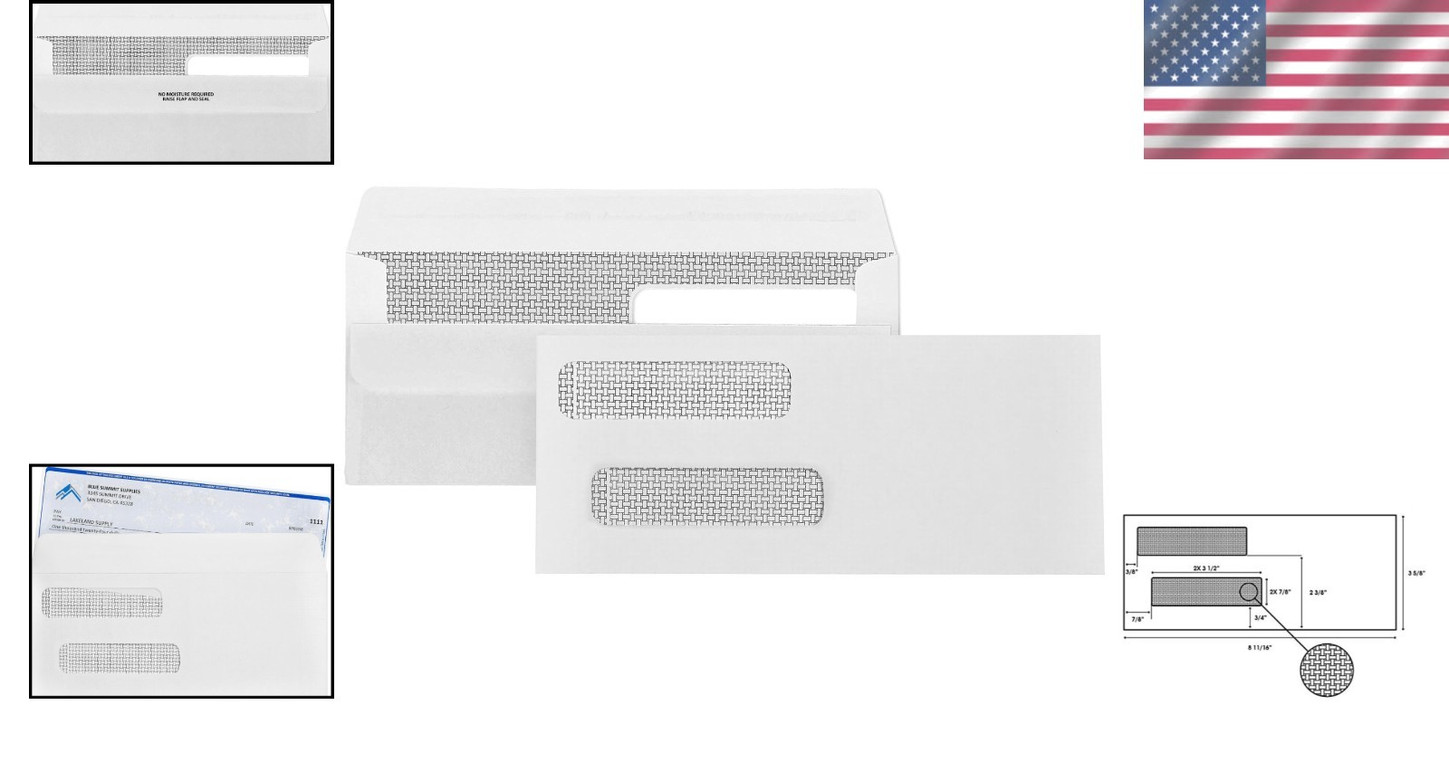 500 Count Double Window Security Check Envelopes for QuickBooks – Self-Seal