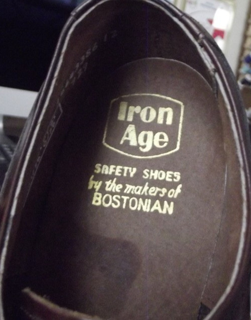 Iron Age Safety Shoes Mens9M Brown Leather Wingtip Steel Toe Oil Proof Bostonian