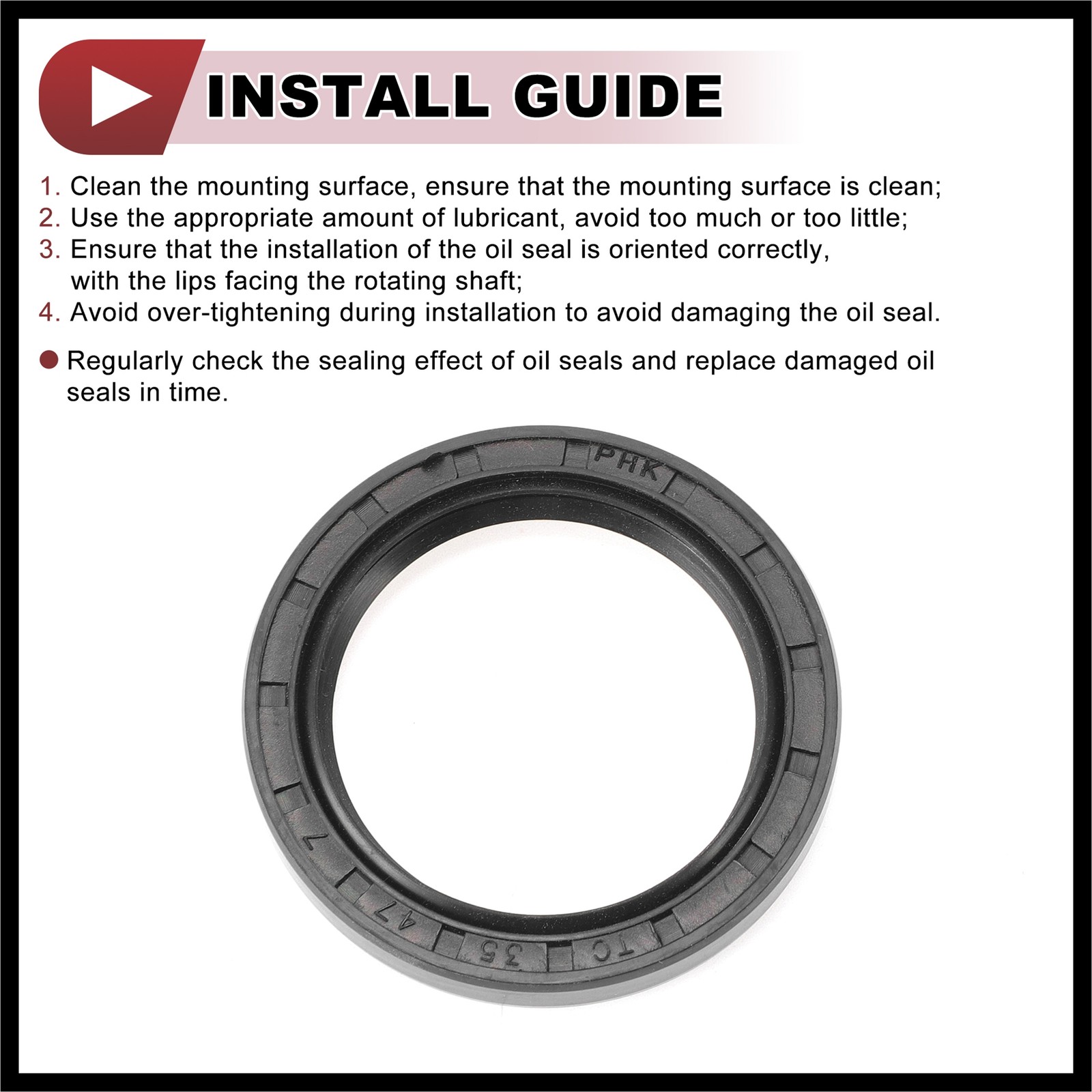 Rotary Shaft Seal Oil Seal Nitrile 70 Durometer Rubber 35x47x7mm Black 5Pcs