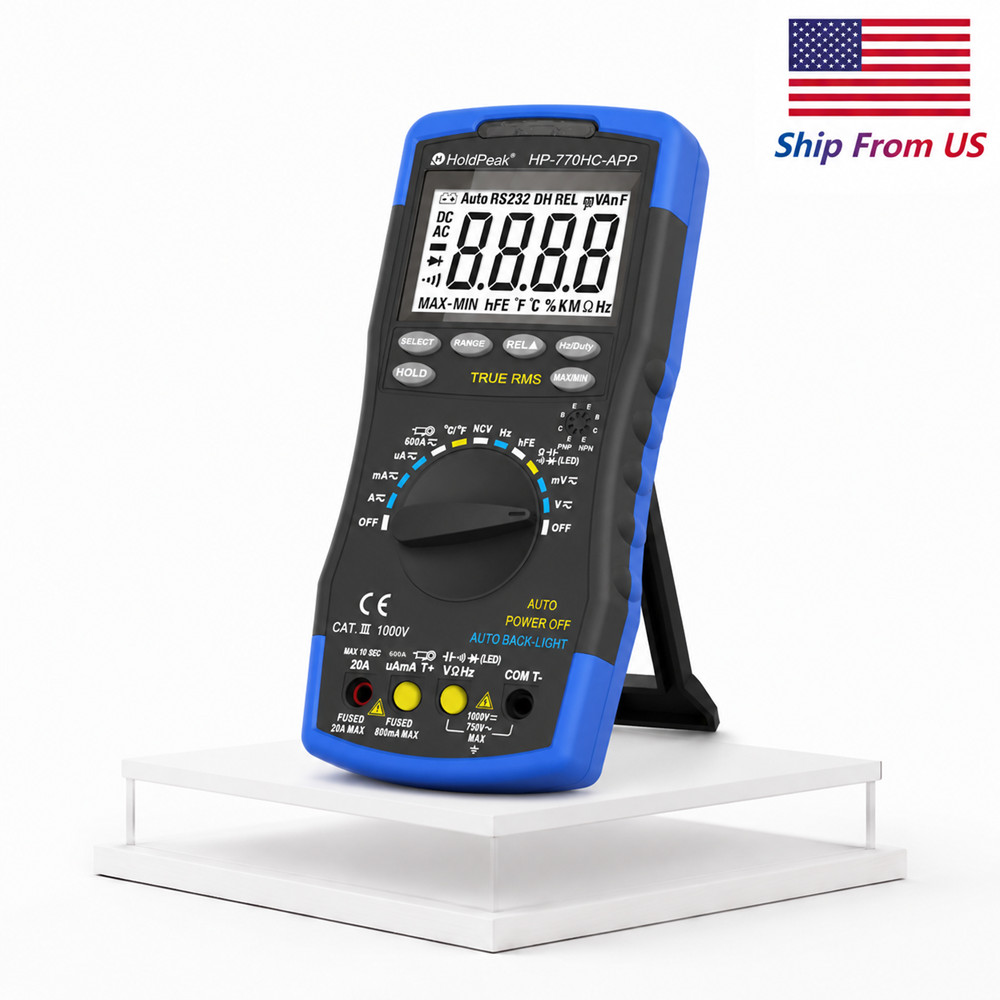 HoldPak Digital Multimeter Auto-ranging TRMS NCV Bluetooth Current Voltage Meter