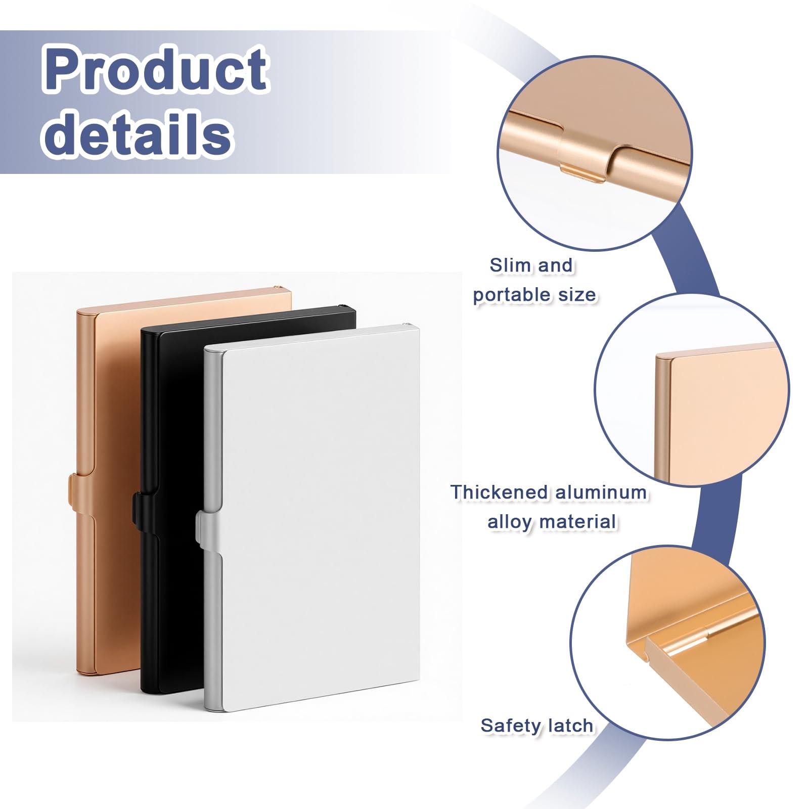 3-Pack Slim Aluminum Pocket Business Card Holder Cases for Men and Women
