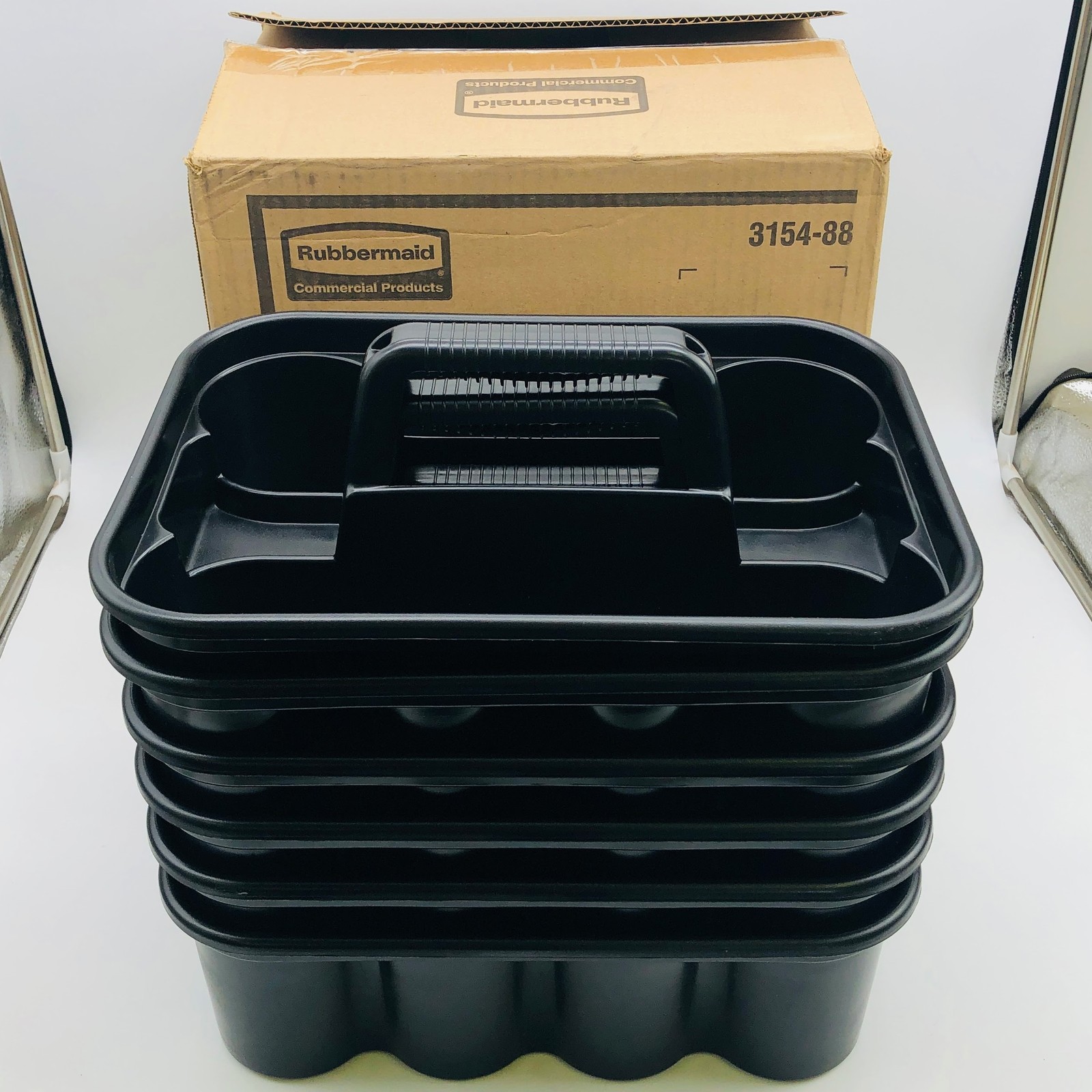 Rubbermaid FG315488BLA Carry Caddy Food Delivery Cleaning Water Bottles Blck 6pk