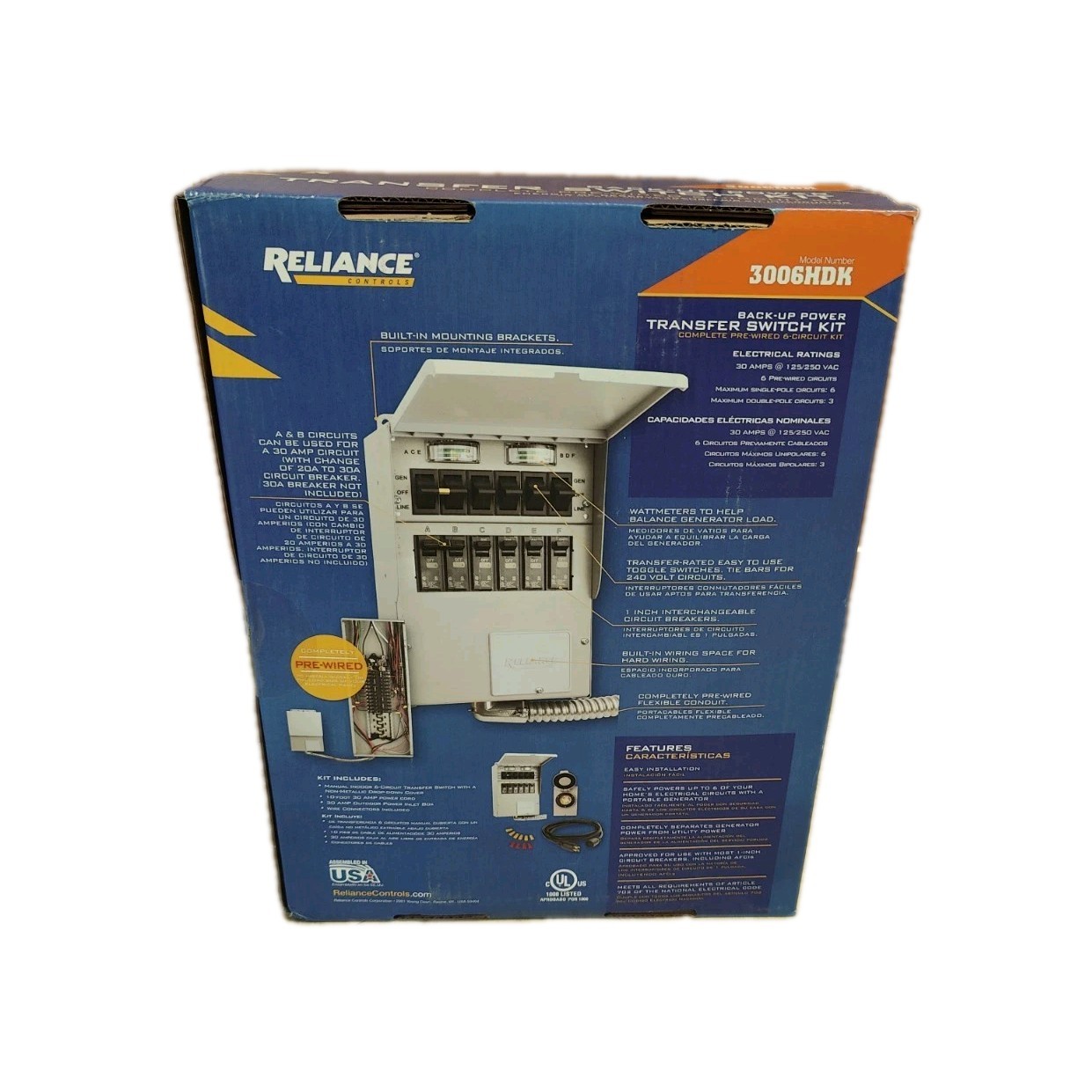 Reliance Controls Backup Power Transfer Switch Kit 3006HDK NEW !!!