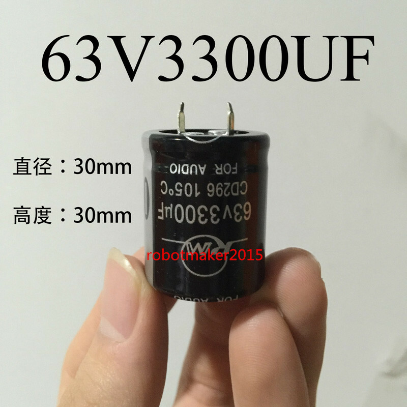 2Pins 3300uf 3300mfd 63V 30*30 25*45 Electrolytic Capacitor CD296 Series 105℃
