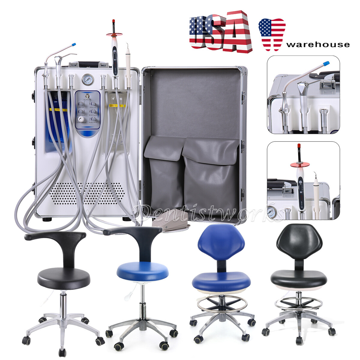 US Dental unidad móvil de entrega de succión compresor de aire/silla de dentista