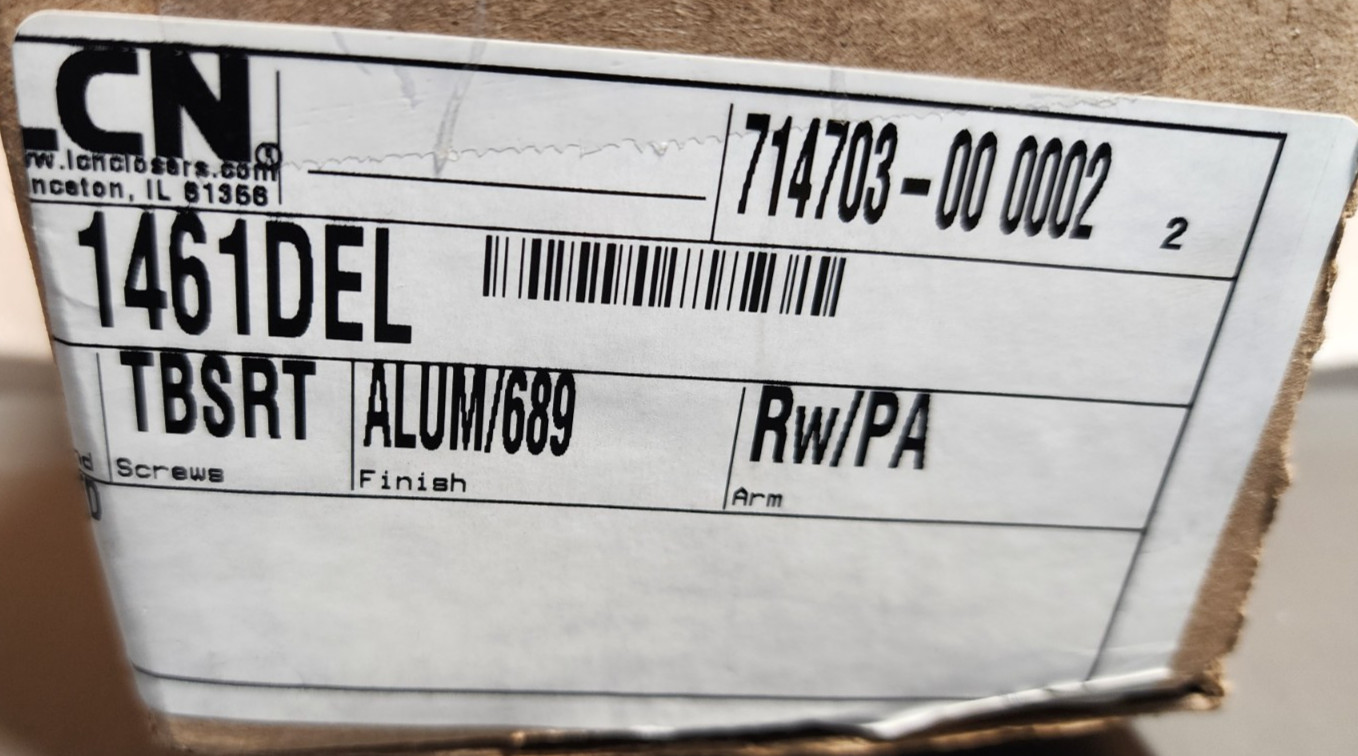 LCN 1461DEL Surface Mounted Door Closer W/Template Instructions TBWMS Alum Rw/Pa