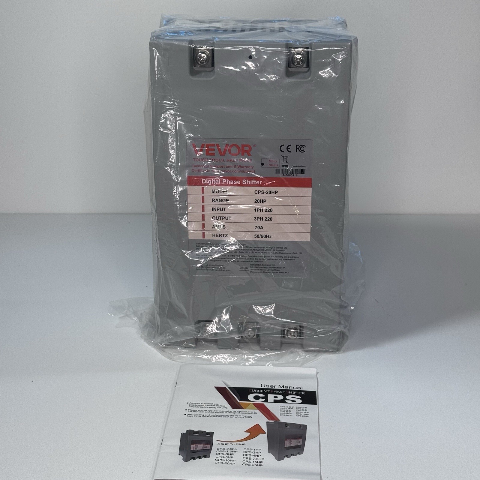VEVOR 3 Phase Converter 20HP 70A 220V Single to 3 Phase 220V-240V NEW!! Open Box