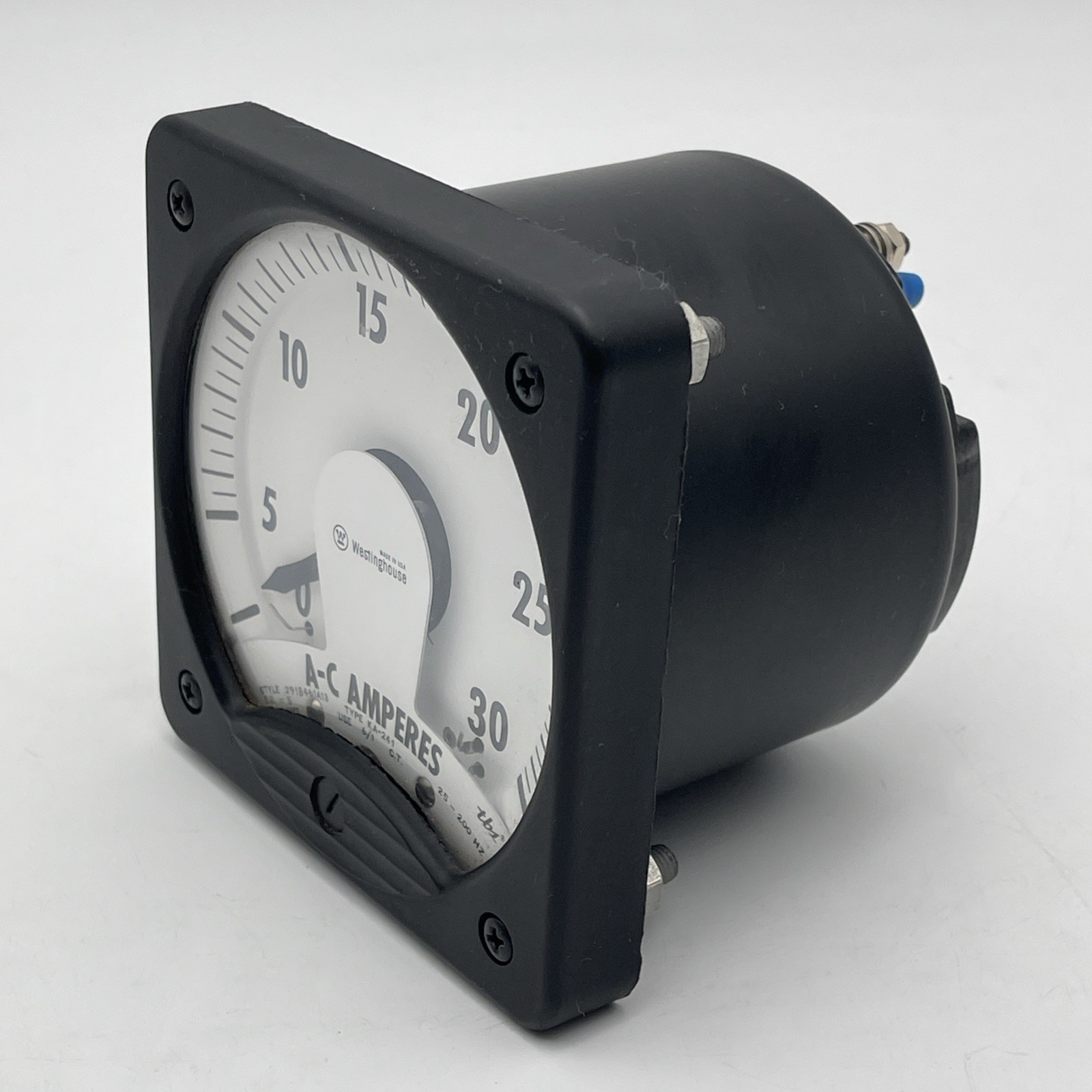 Vintage Westinghouse AC Ammeter 0-30 Amps Panel Meter Style 291B461A13 25-200Hz