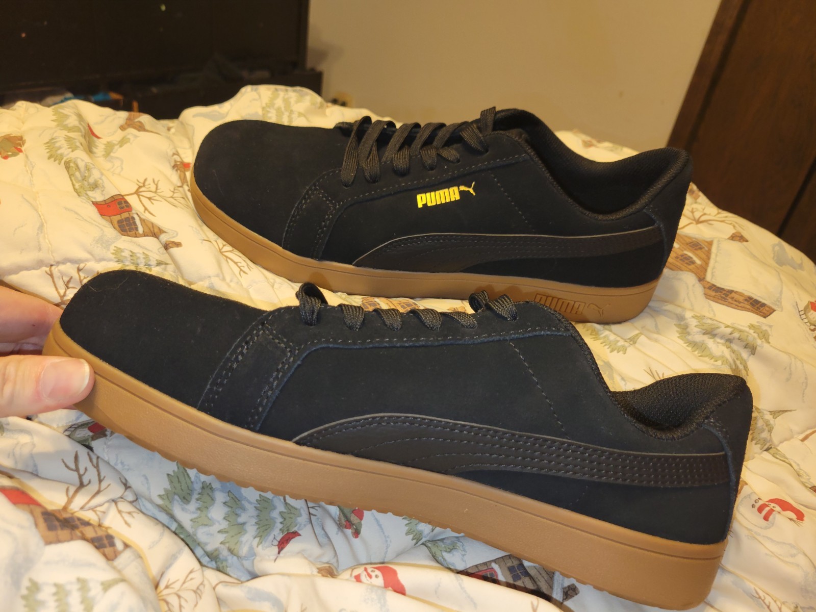 PUMA Men’s Iconic Suede Low Composite Safety Toe Work Shoes Black, Size 13