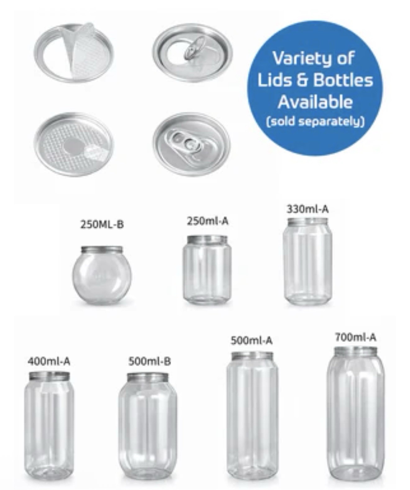 Whip It Bottle Can Sealer 51mm + 200 free 500ml PET Bottles And Pull Lids