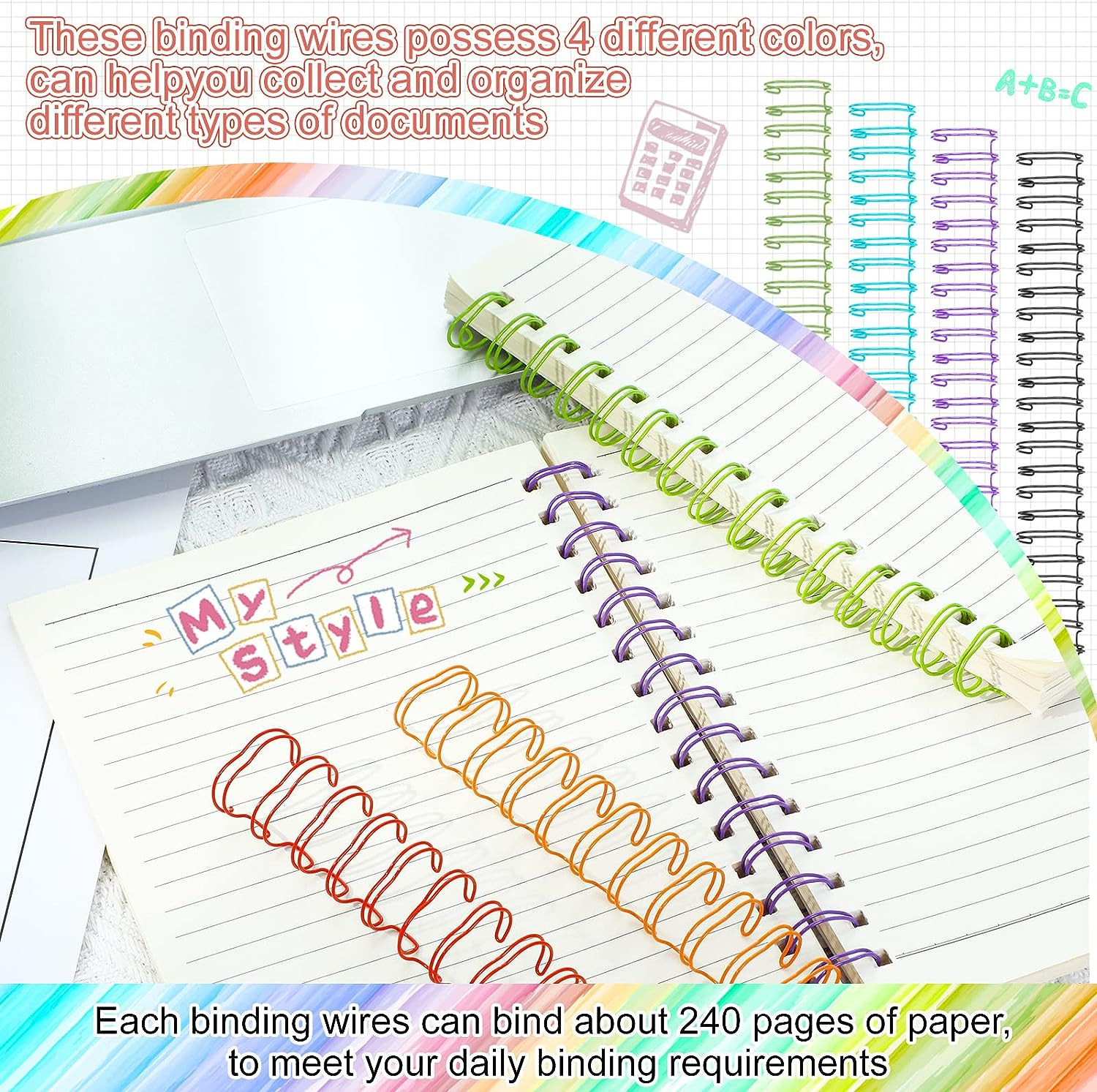 20 Pcs Cinch Wire Binding Wire Twin Loop Wire Binding Spines Spiral Ring Coil