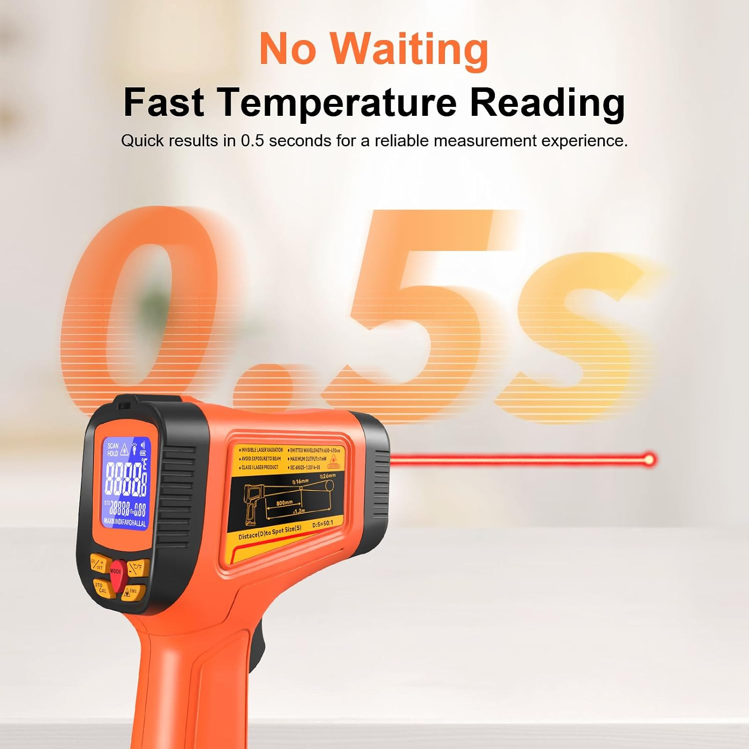 Digital Infrared Thermometer Gun -58°F to 2732°F with Laser and MAX/MIN/AVG
