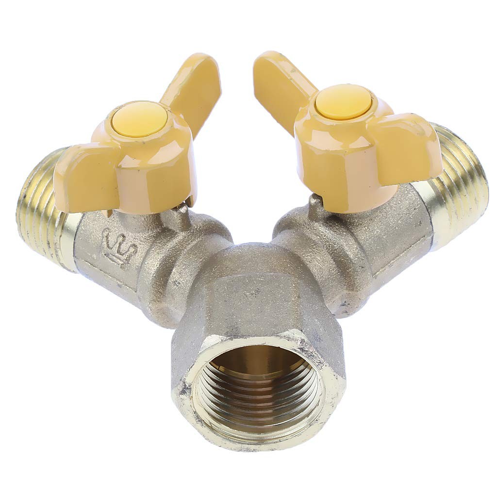 1 Pc Brass Two Way Natural Gas Pipe Splitter Connector Piece Adapter Valve