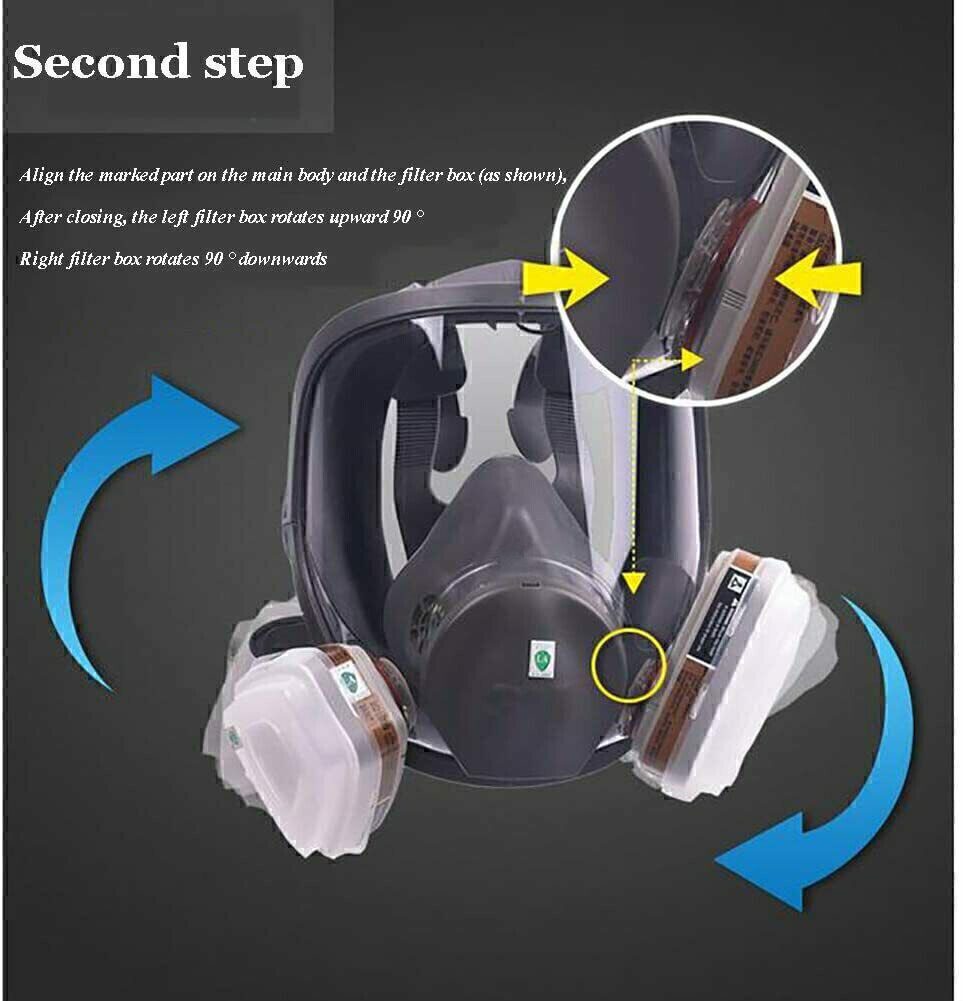 Full Face Respirator Gas Mask Carbon Filter For Auto Car Painting Spraying Safe