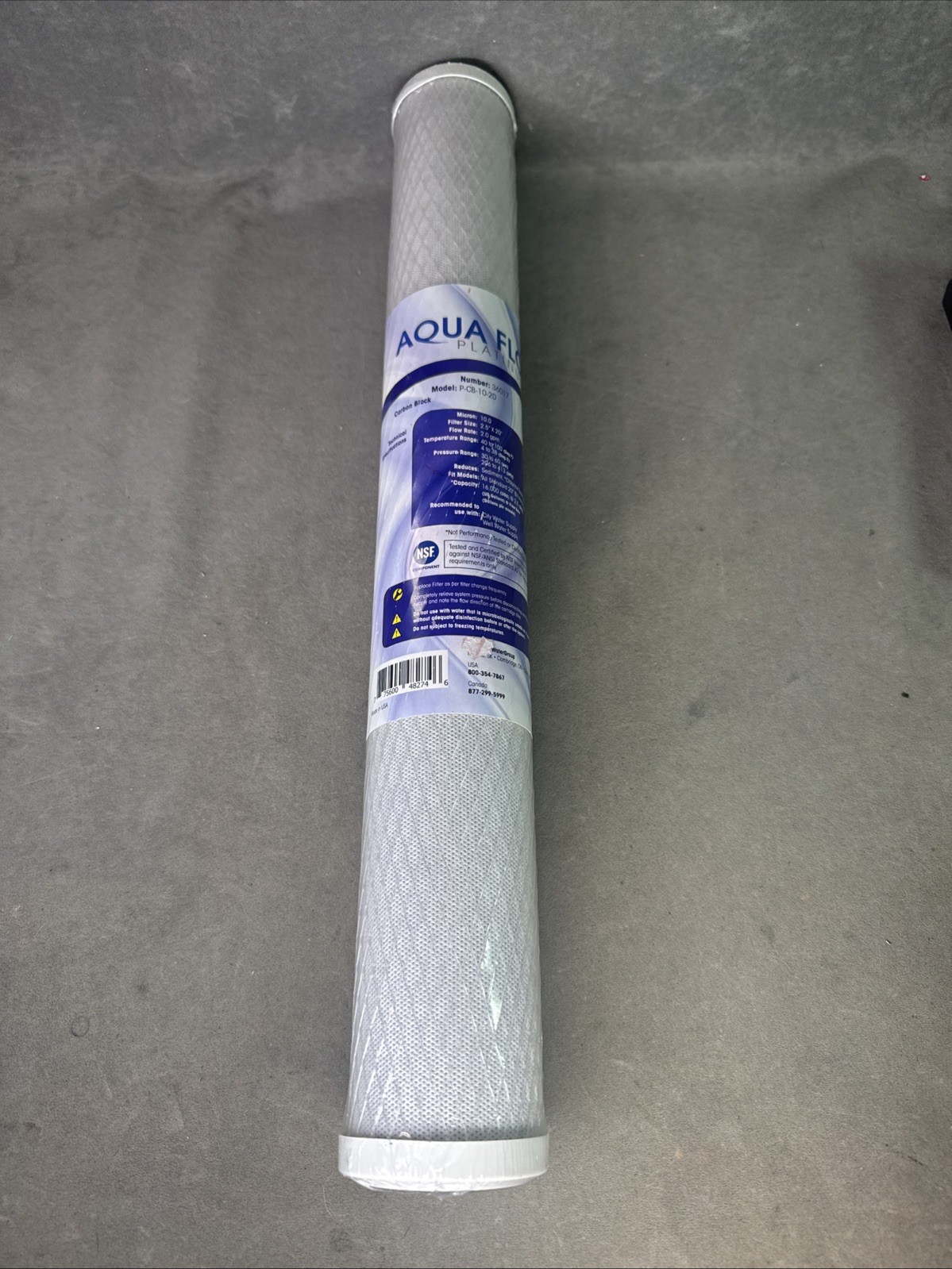 AQUA FLO PLATINUM P-CB-10-20, 10 MICRON CARBON BLOCK FILTER 36017 NEW
