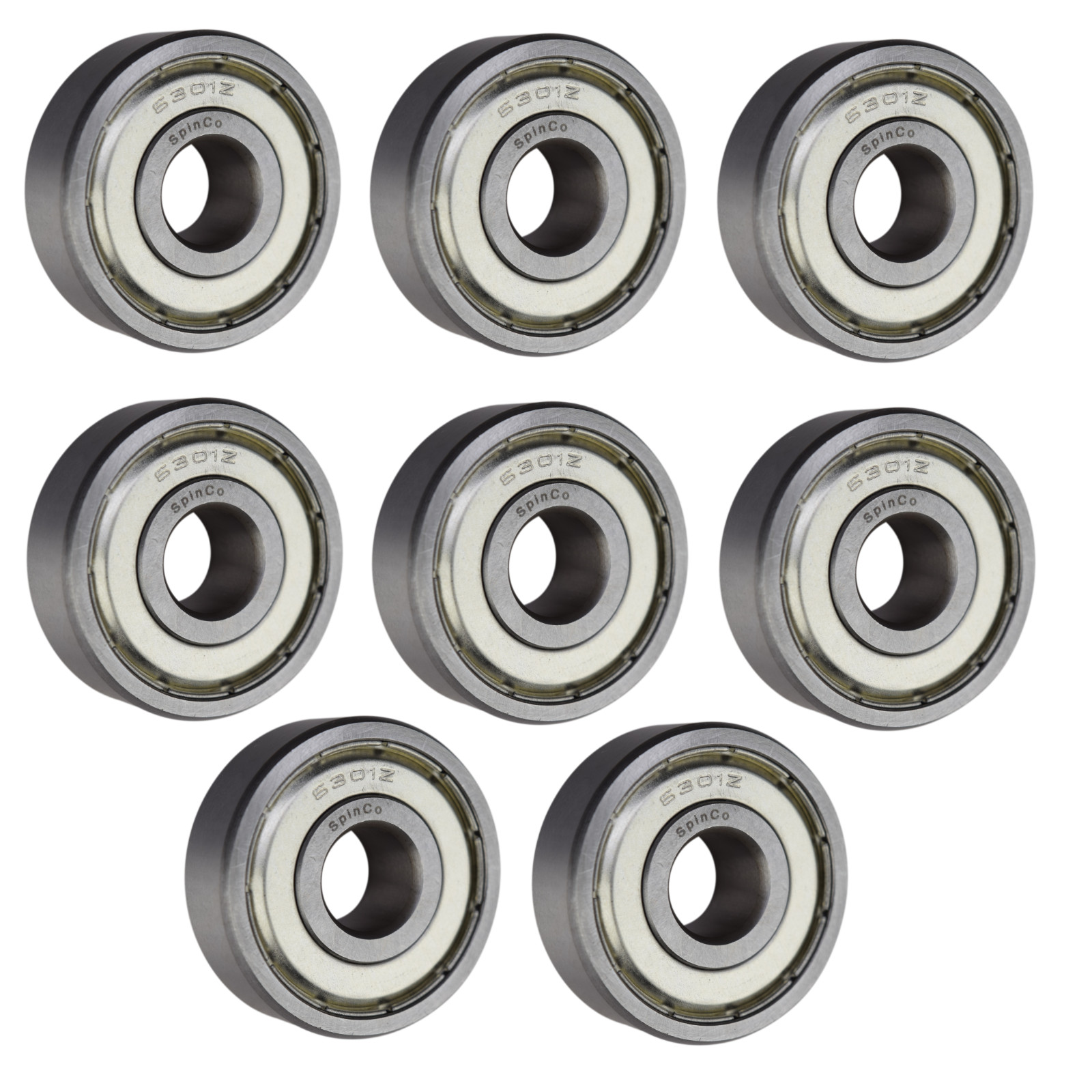 (8 Each) 6301-ZZ, 6301-2Z, 301SS Shielded Radial Ball Bearing 12X37X12 SpinCo