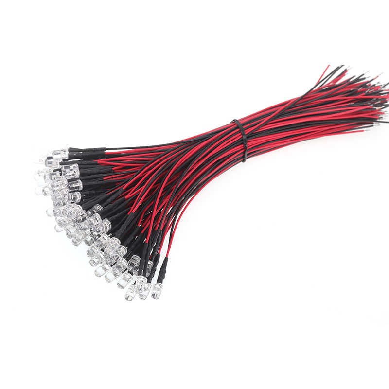 3MM 5MM LED Bulb Diode Light Prewired Wired Light 5V-12V 20cm Wire Multicoloured