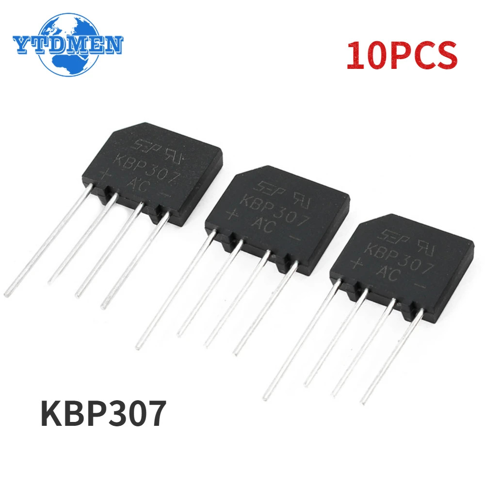 10X Bridge Rectifier KBP307 3A 1000V Flat Bridge Diode Bridge Rectifier For PCB