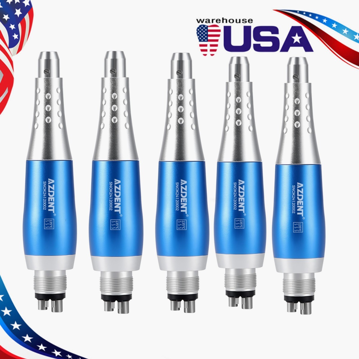 AZDENT 1-5X Dental Hygiene Prophy Handpiece Air Motor 4 Holes & 4:1 Nose Cone