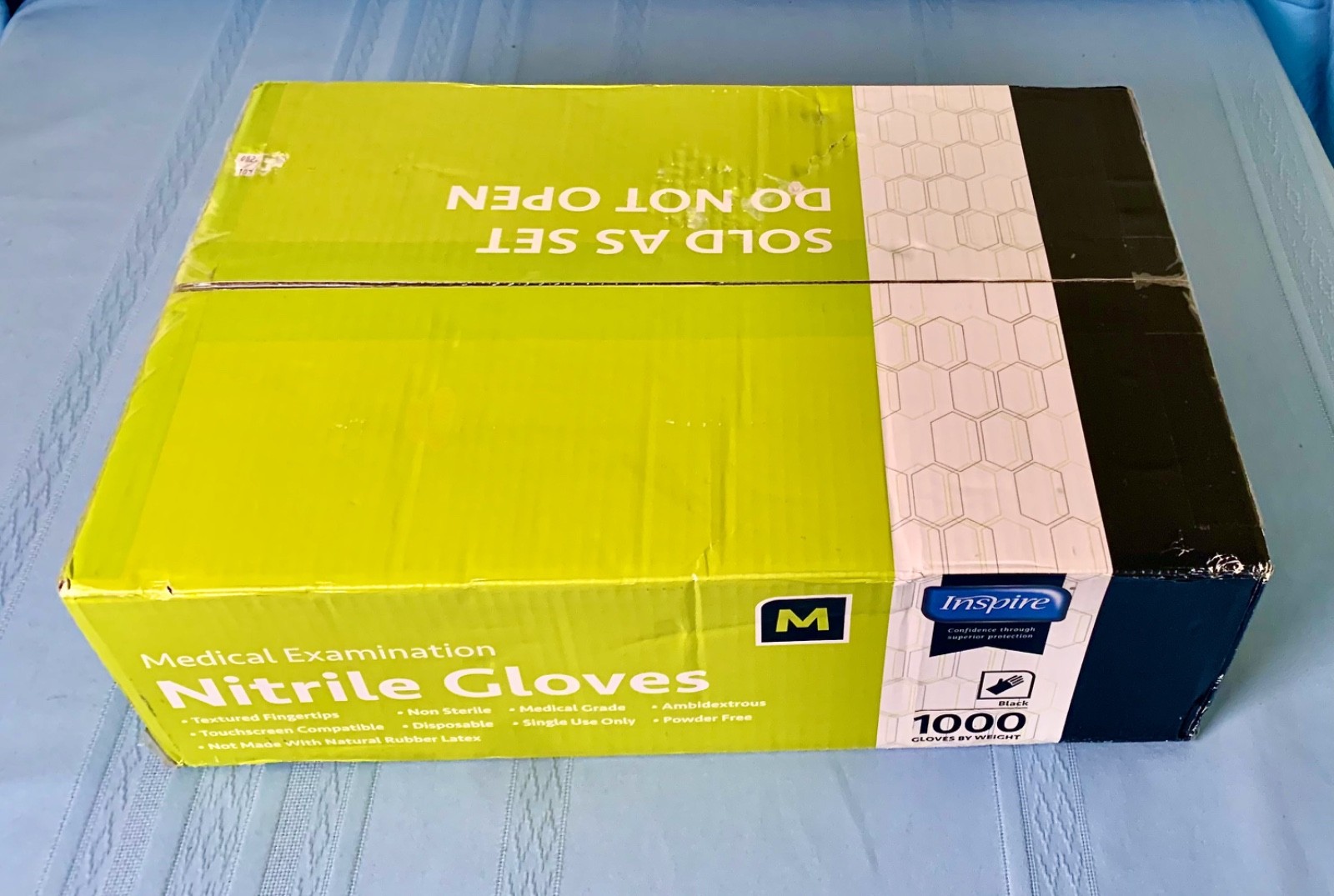 1000 Inspire Medical Examination Nitrile Gloves, Black, Size Med. EXP. 07- 2029