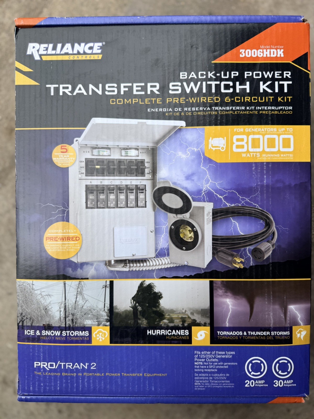Reliance Controls 3006HDK Manual Transfer Switch Kit 6-Circuit *BRAND NEW