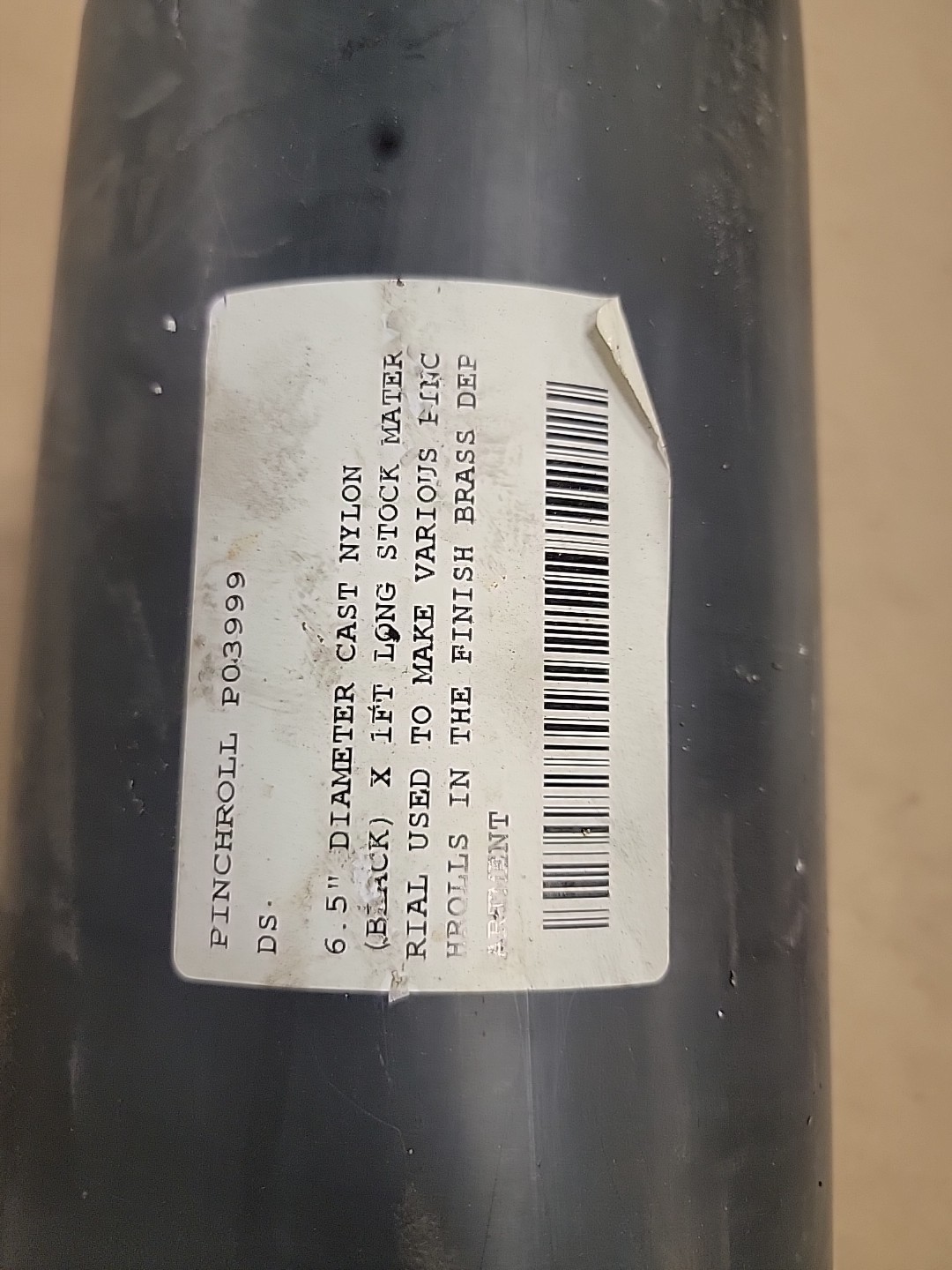 6.500 (6 -1/2 inch) x 12 inches, Cast Nylon Round Rod