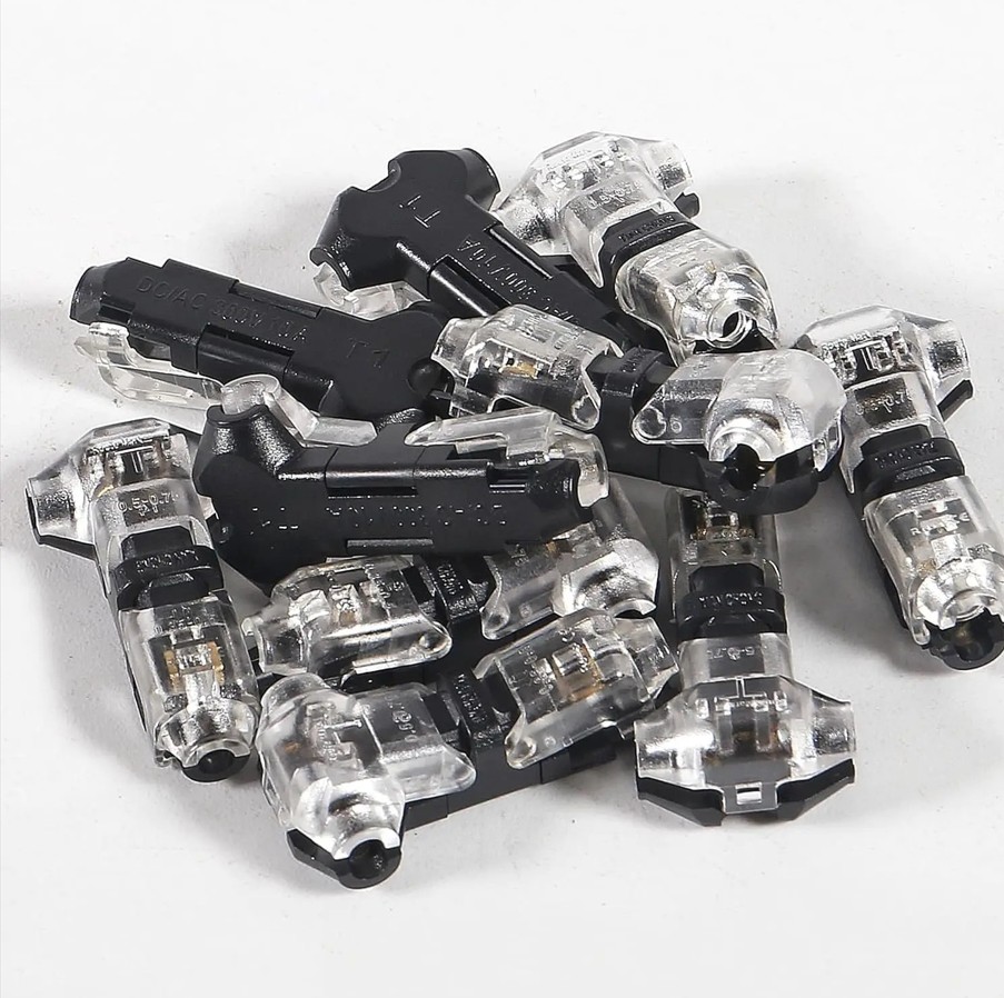 40PC 2-Pin+1-Pin T-Tap Wire Connectors,Clear,Solderless 3-Way AWG 24–20/18