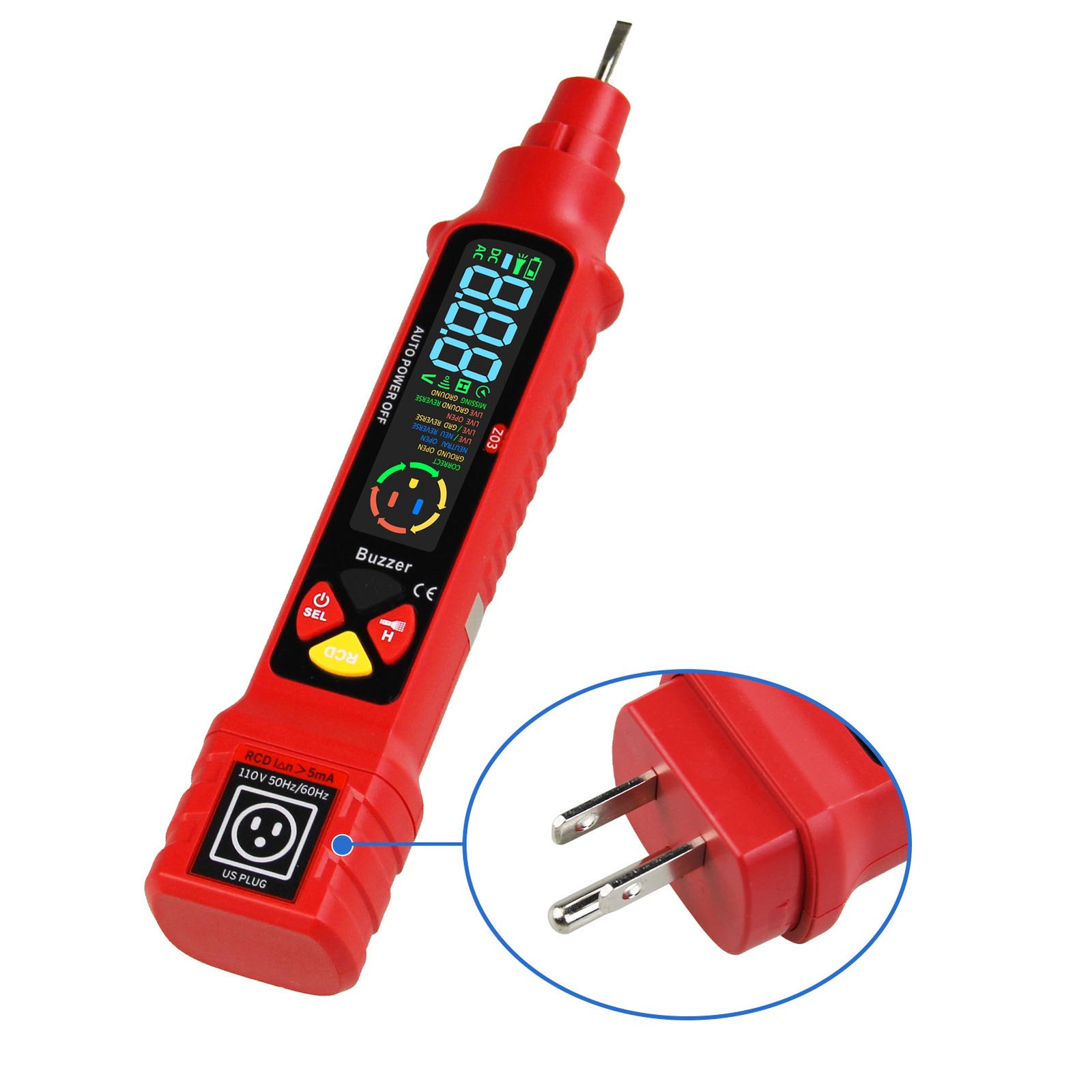 Non Contact Voltage Detector With LCD Display Neutral Live Wire Tester For Ci