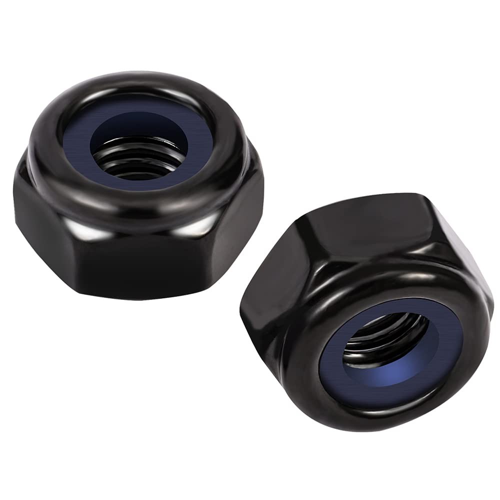 3/8-16 Nylon Insert Hex Lock Nuts Locknuts, 304 Stainless Steel 18-8, Black O…