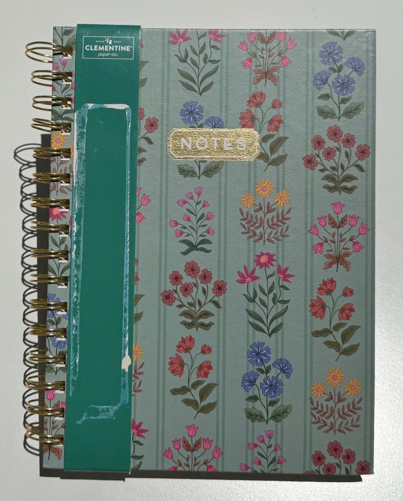 Clementine Twin Wire Hard Cover Spiral Journal Notebook Floral Blue «Notes»