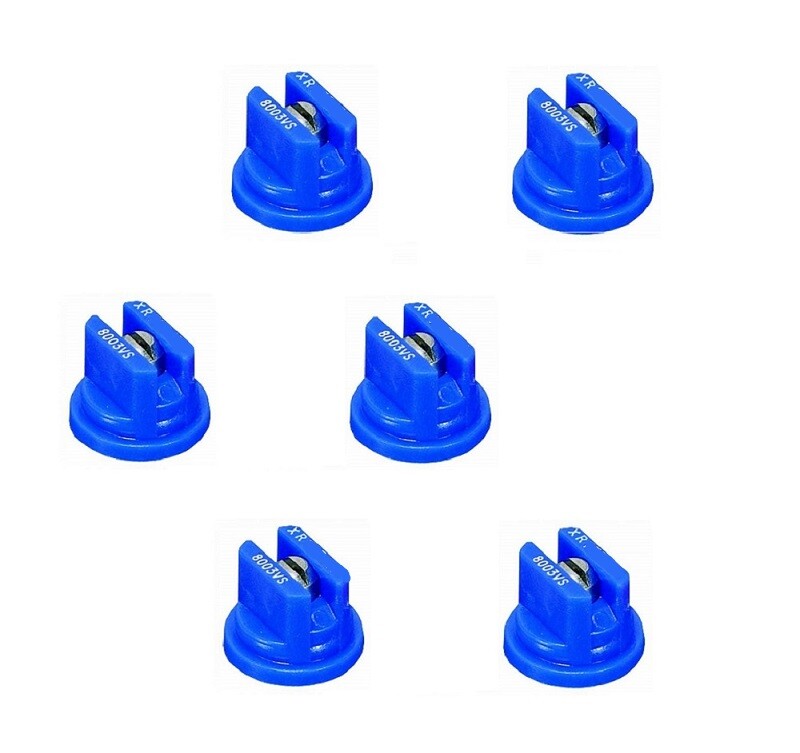 Pack of 6 – TeeJet Extended Range Flat Spray Tips Blue 80° Polymer w/ SS Insert