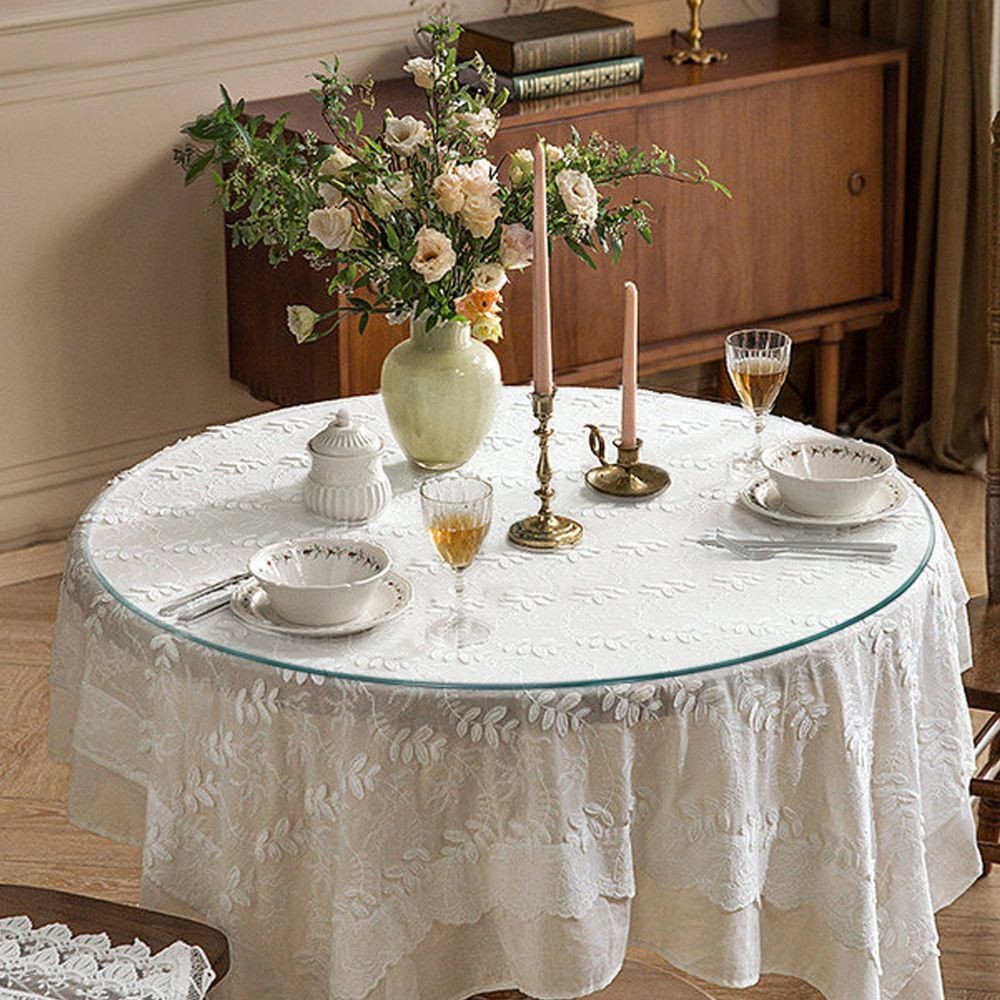 27.95 Inch Round Tempered Clear Glass Table Top Replacement Plate