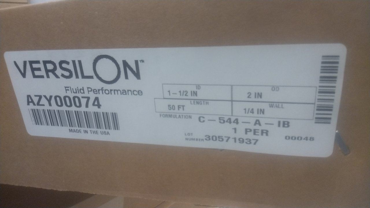 Tygon AZY00074 1-1/2 In Inside Diameter 50 Ft Length TPE Tubing