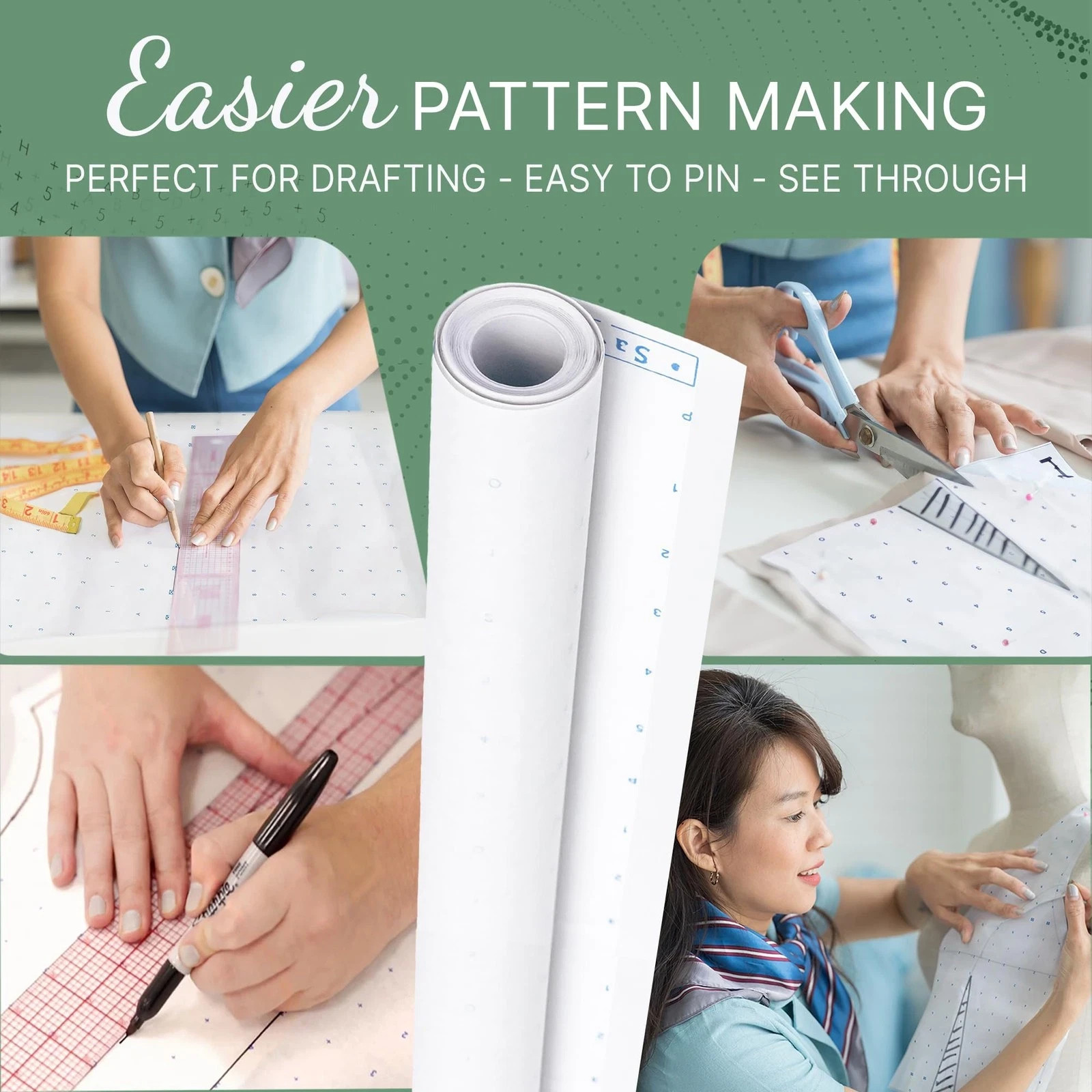 Fashion Design Pattern Paper – 45 x 10 Yards USA Made Dotted Marking