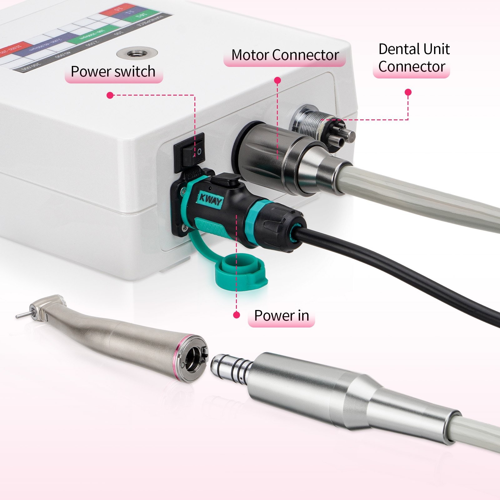 NSK Style Dental Brushless LED Micro Motor /1:5 Increasing LED Contra Angle NEW