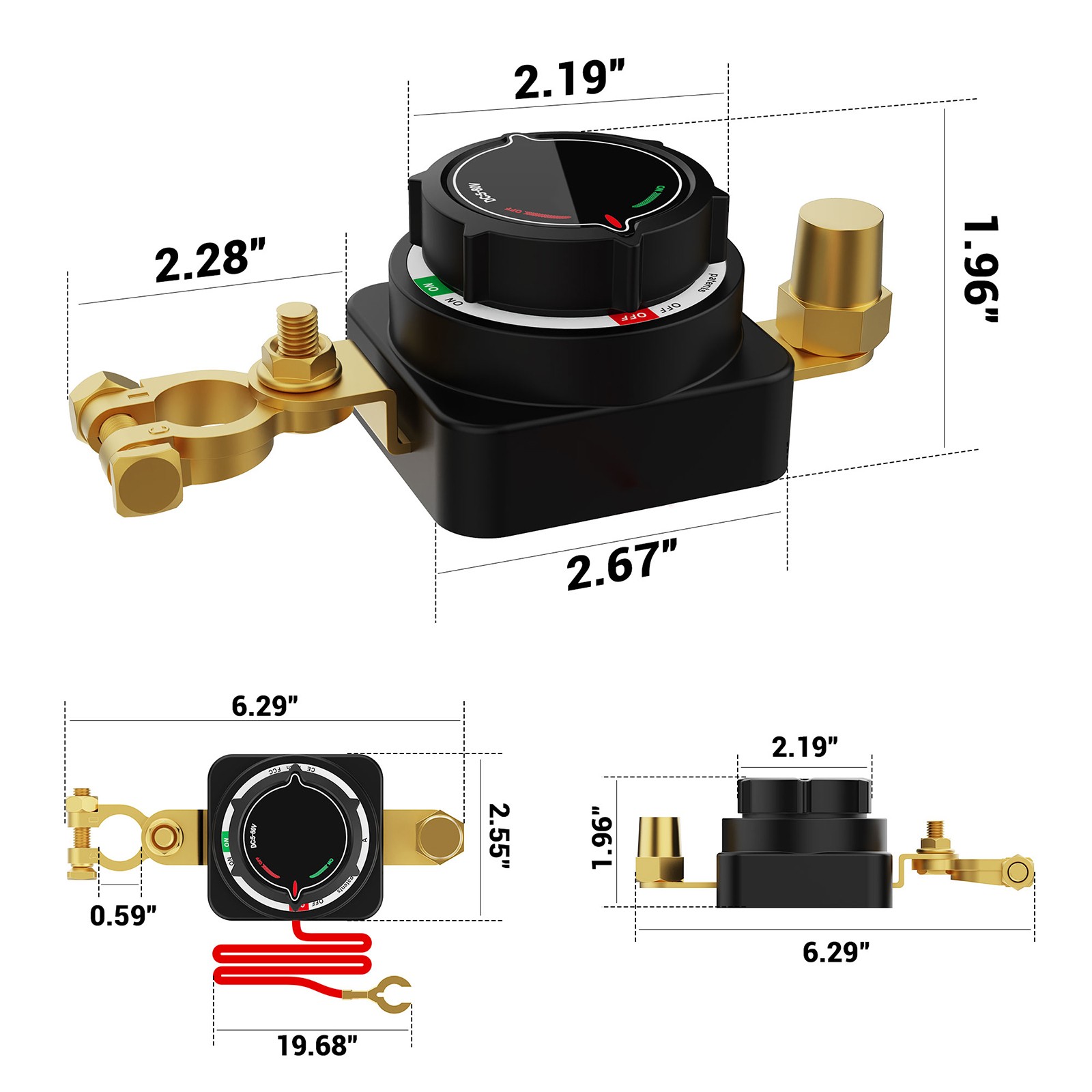 Battery Disconnect Switch with Voltmeter, DC 5-80V On Off Kill Switch RV Marine