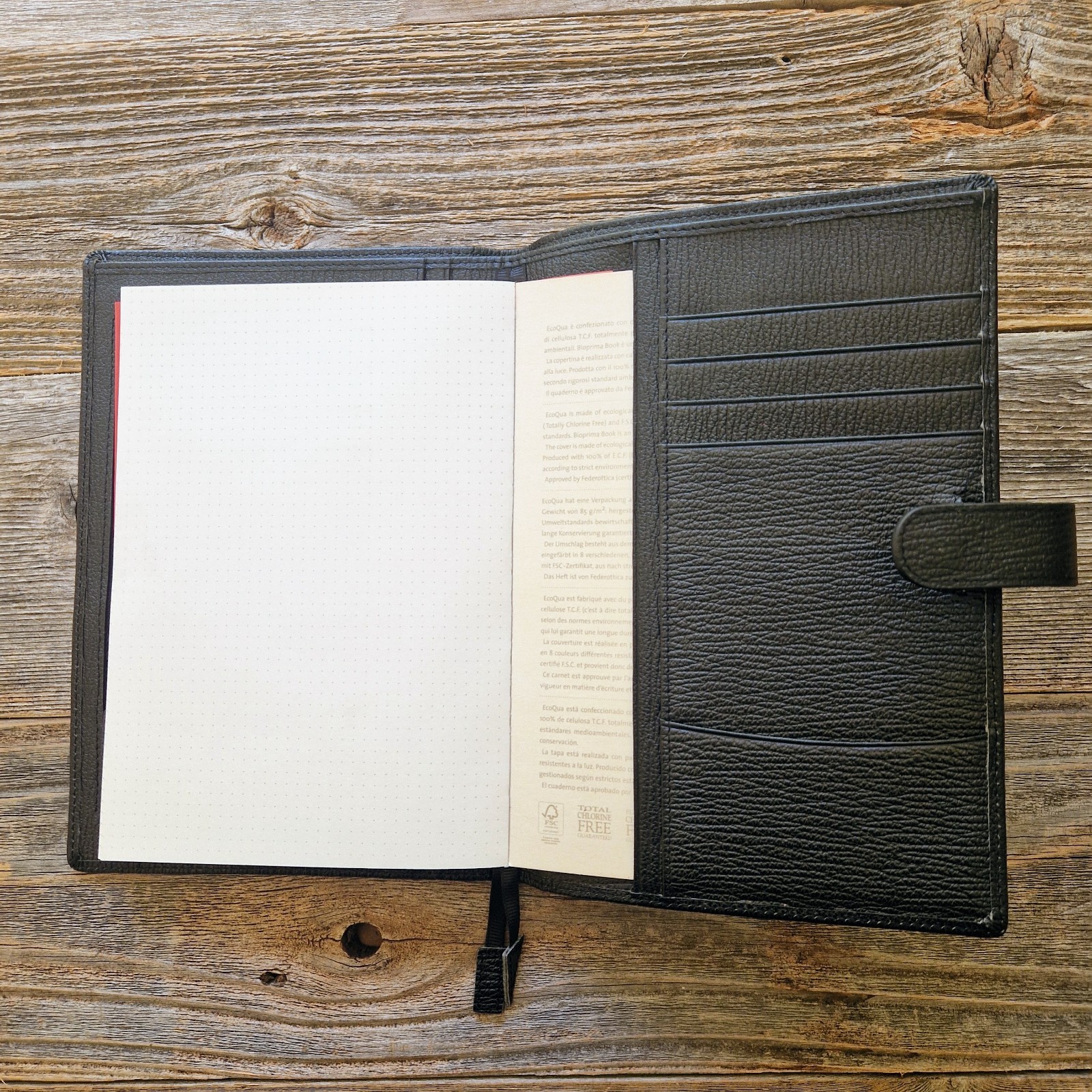 Fabriano A5 Leather Writing Case w/ Notepad | Black Leather Portfolio