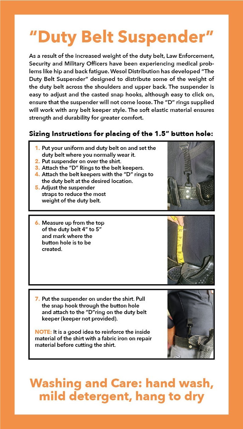 48″ Duty Belt Over/Under Side Suspenders