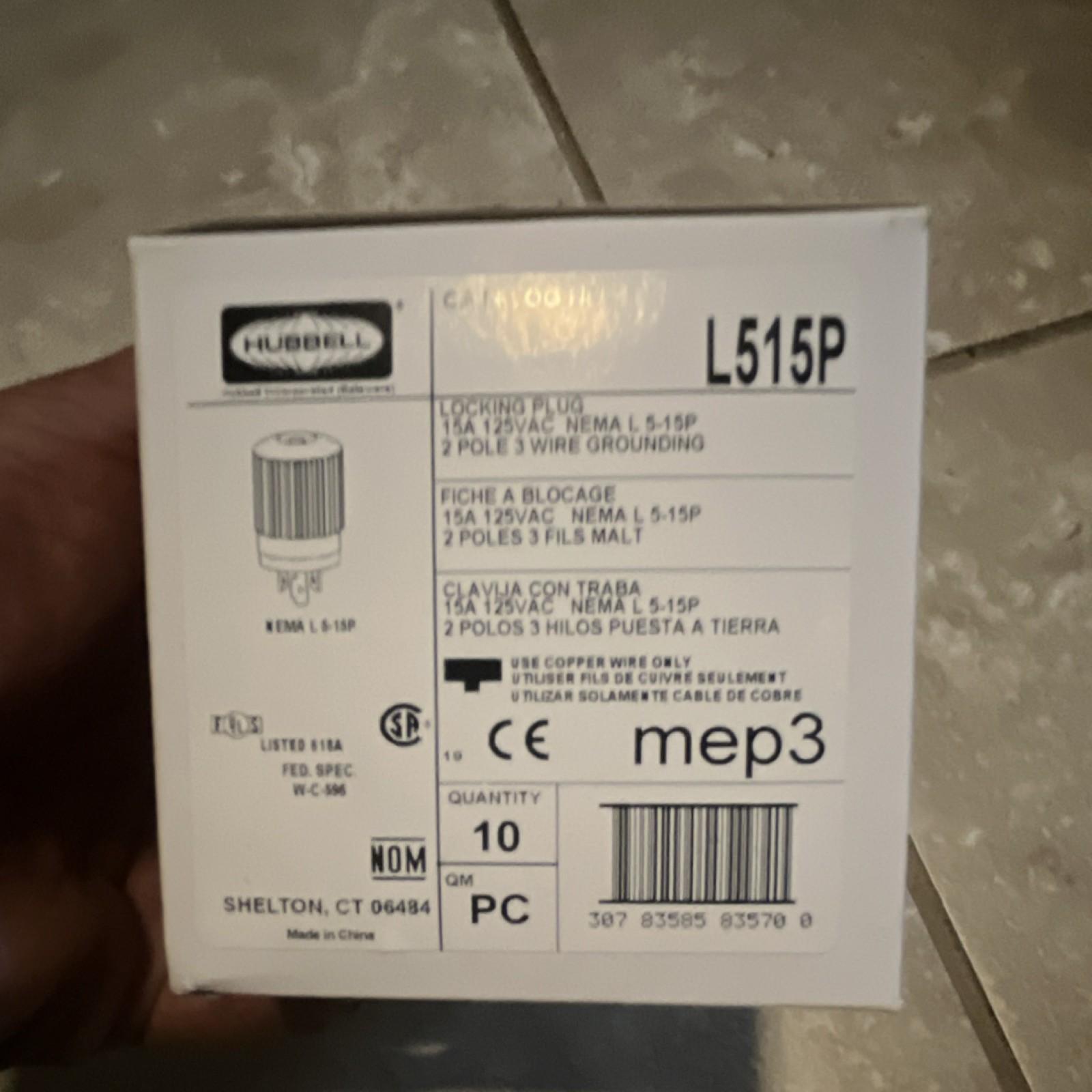 Hubbell Locking Plug NEMA L5-15P 15A 125V (Qty: 20 – 10 male 10 female)