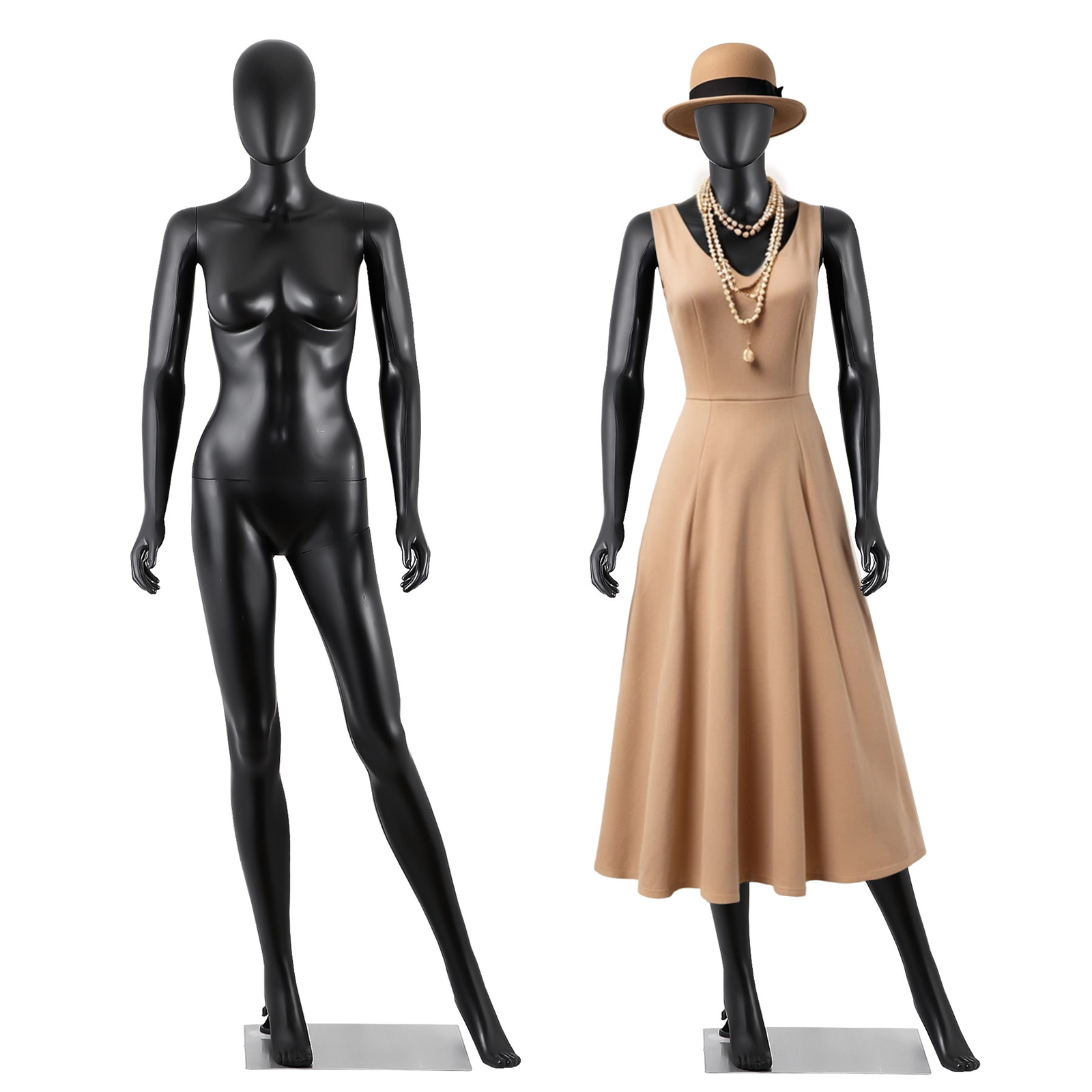 70″ Black Female Mannequin Full Body Maniquine Model Stand Adjustable Metal Base